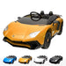 kids lamborghini aventador sv orange Orange 12v electric ride on car leather seat soft eva tyres