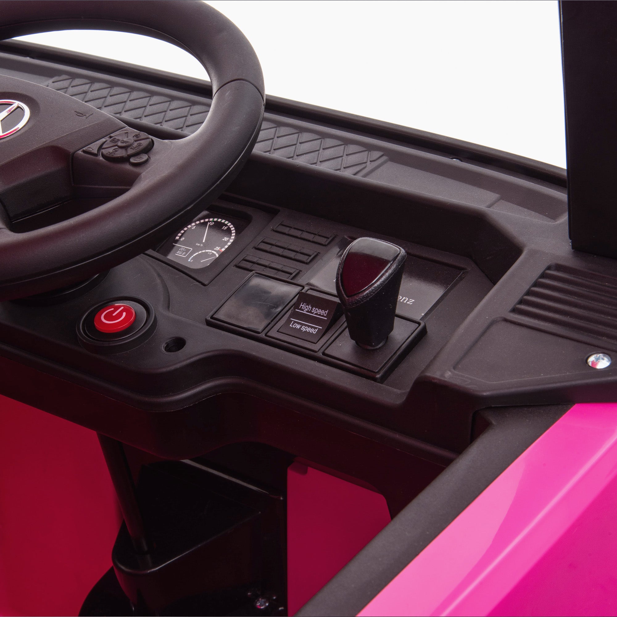 kids mercedes actros licensed ride on electric truck battery operated power wheels with parental remote control main dash close up benz 24v 4wd