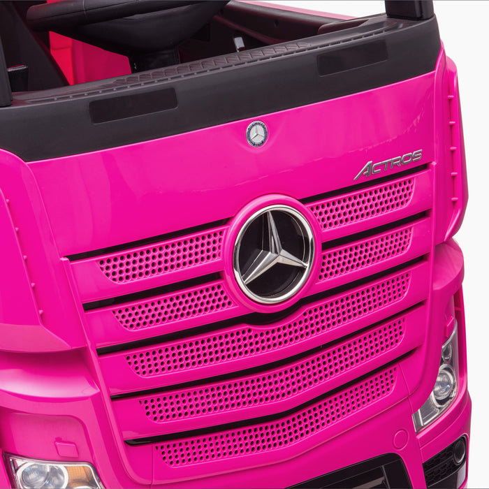 kids mercedes actros licensed ride on electric truck battery operated power wheels with parental remote control main front close up benz 24v 4wd