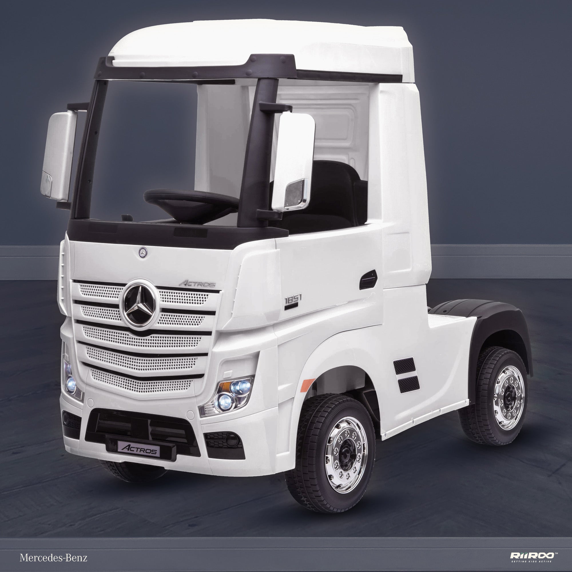 kids mercedes actros licensed ride on electric truck battery operated power wheels with parental remote control main front perspe white benz 24v 4wd