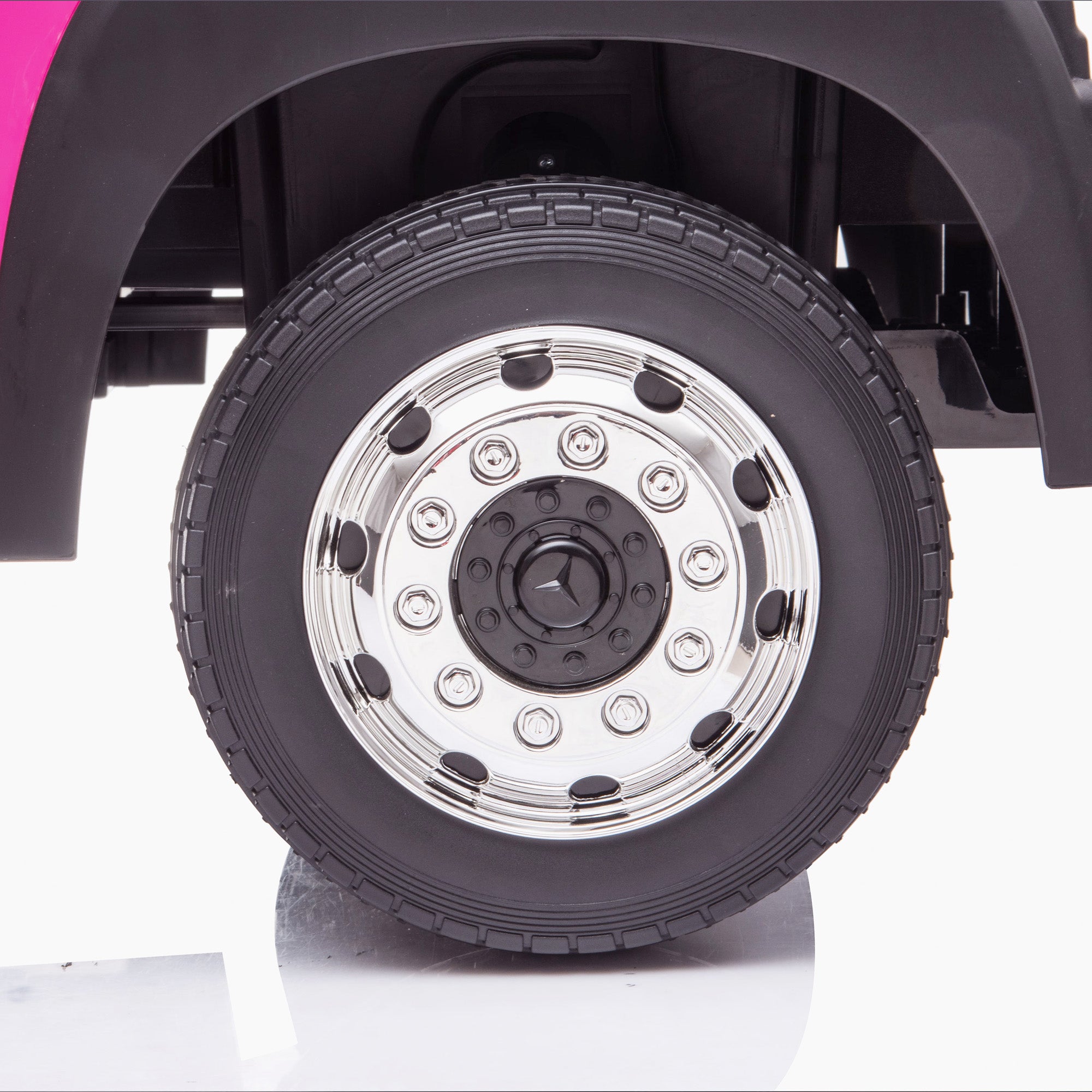 kids mercedes actros licensed ride on electric truck battery operated power wheels with parental remote control main wheels close up benz 24v 4wd