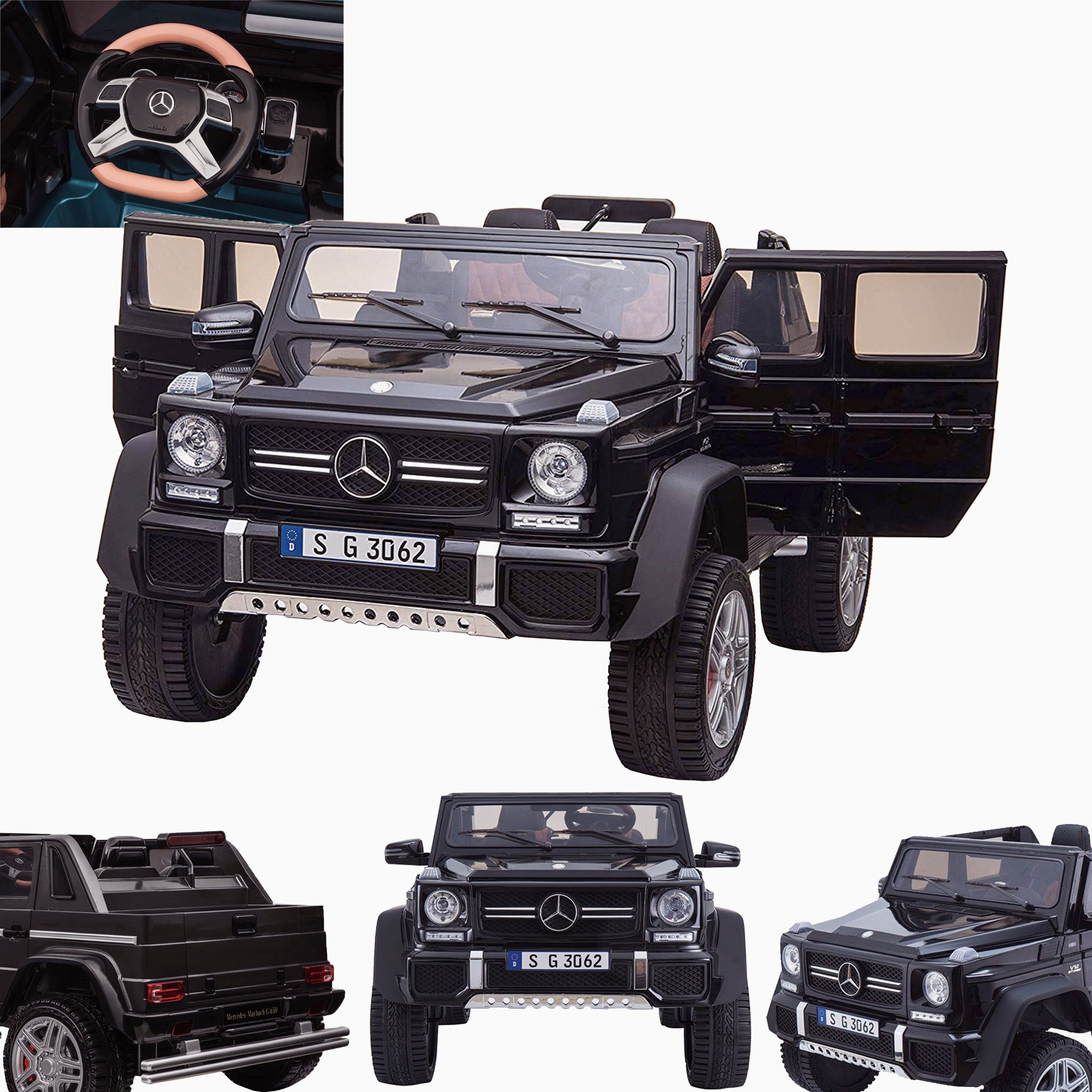 kids mercedes g650 electric ride on car battery parental remote control car 24v black licensed amg
