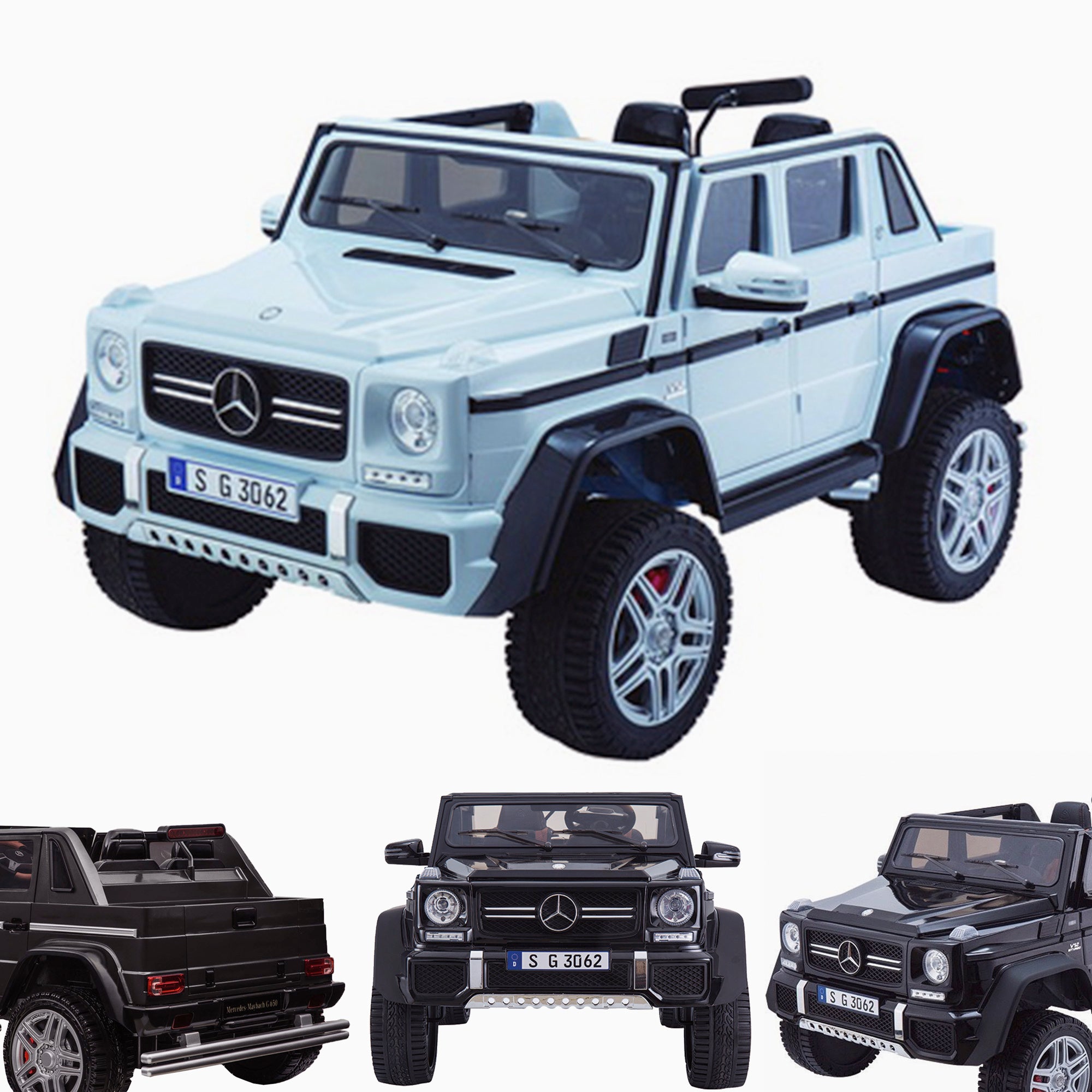 kids mercedes g650 electric ride on car battery parental remote control car 24v white White licensed amg