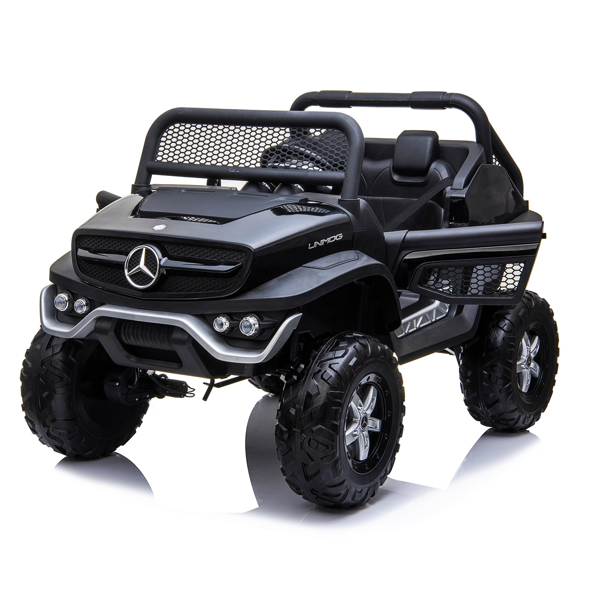 kids mercedes unimog licensed electric ride on car black 10 benz utv atv buggy 12v 4wd