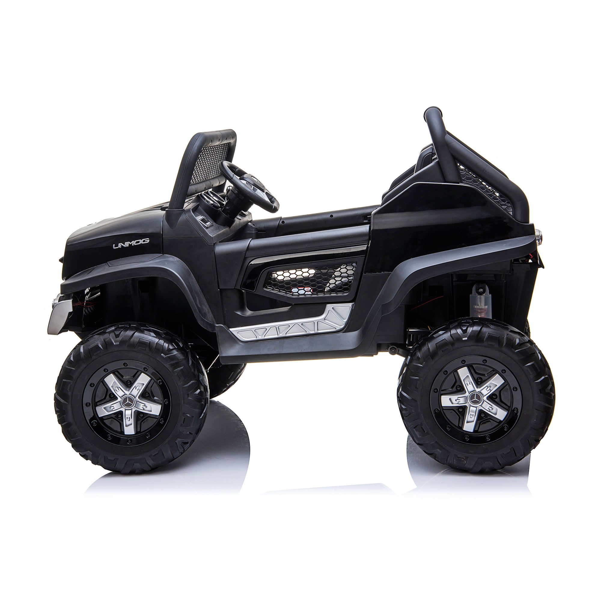 kids mercedes unimog licensed electric ride on car black benz utv atv buggy 12v 4wd