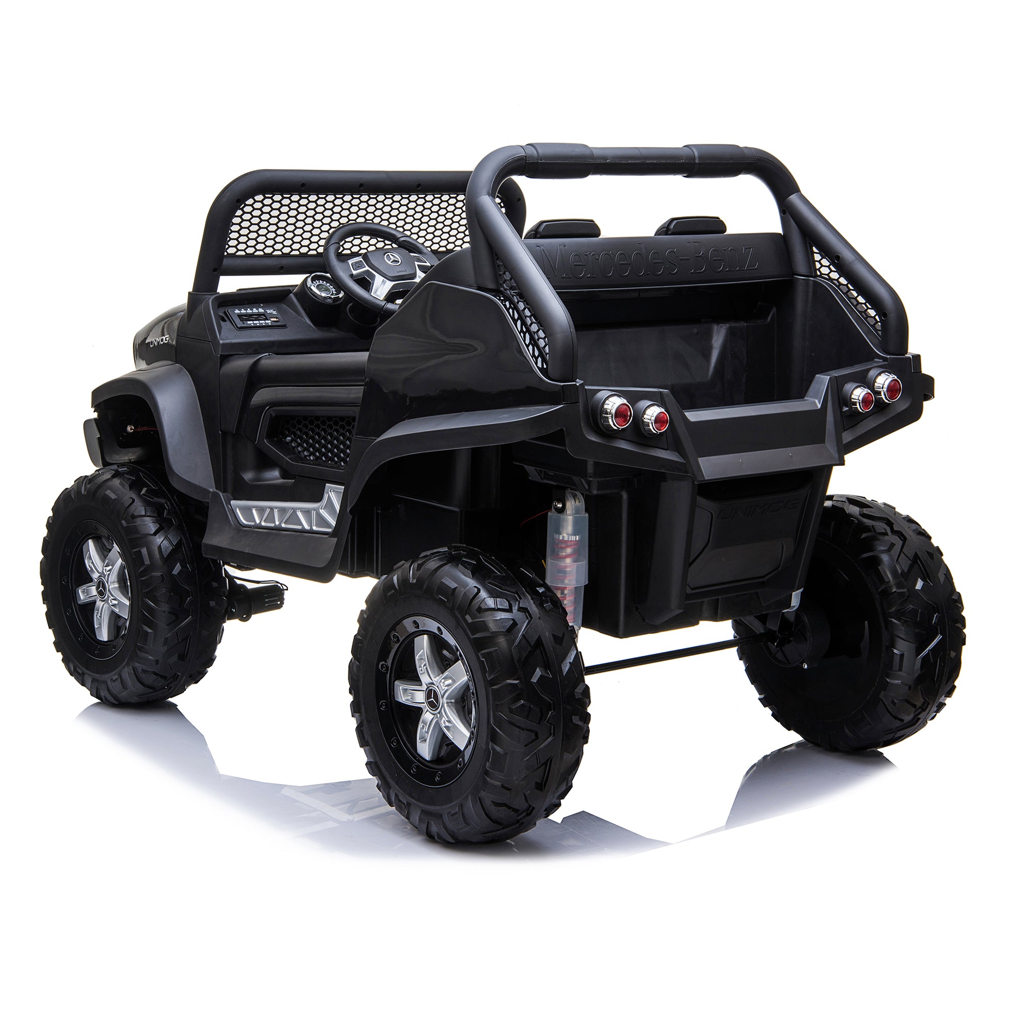 kids mercedes unimog licensed electric ride on car black benz utv atv buggy 12v 4wd