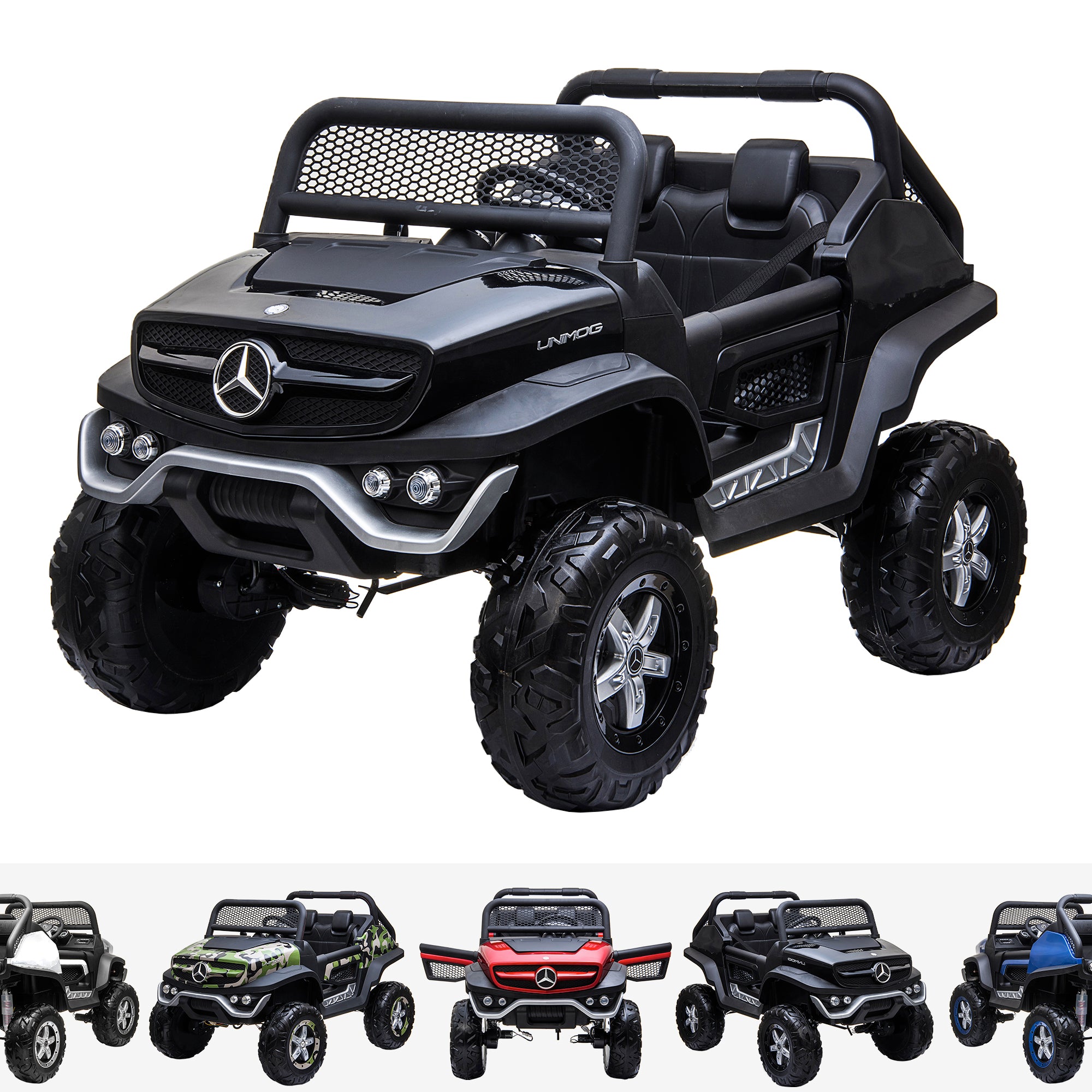 kids mercedes unimog licensed electric ride on car black Paint Black benz utv atv buggy 12v 4wd