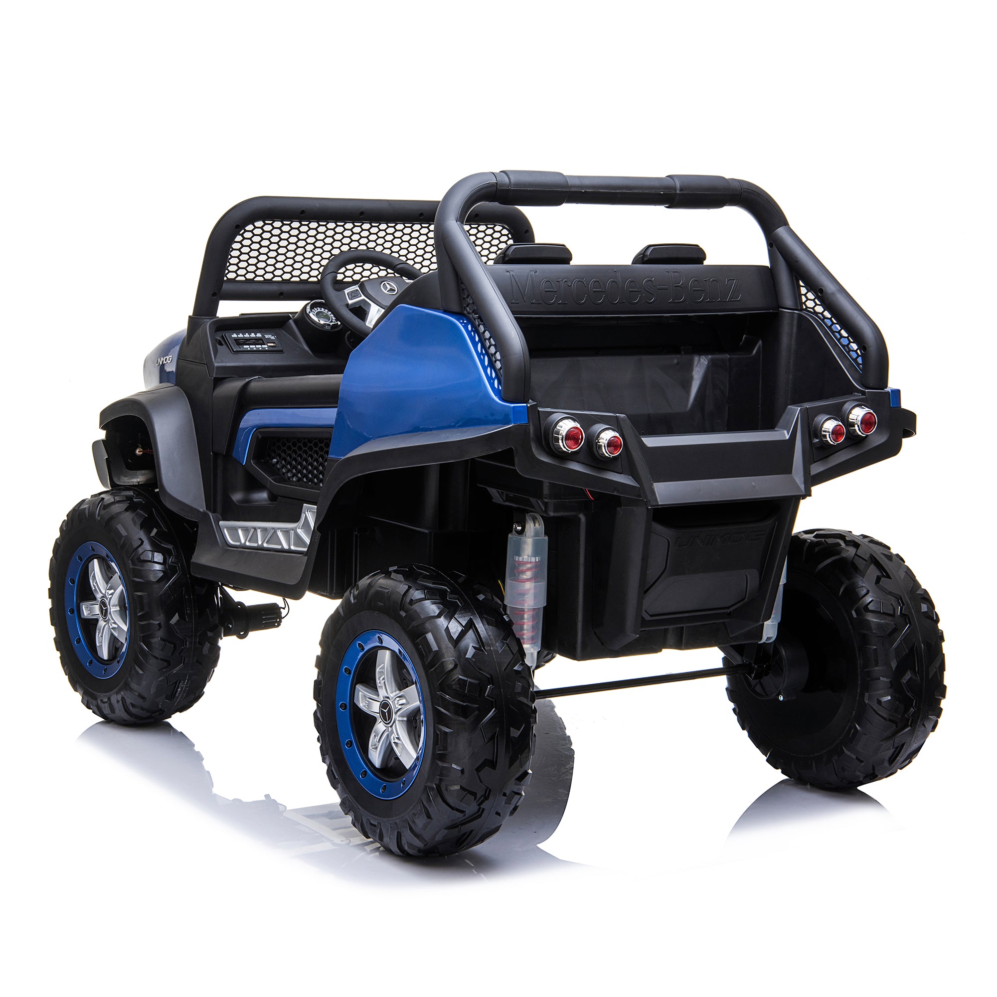 kids mercedes unimog licensed electric ride on car blue benz utv atv buggy 12v 4wd