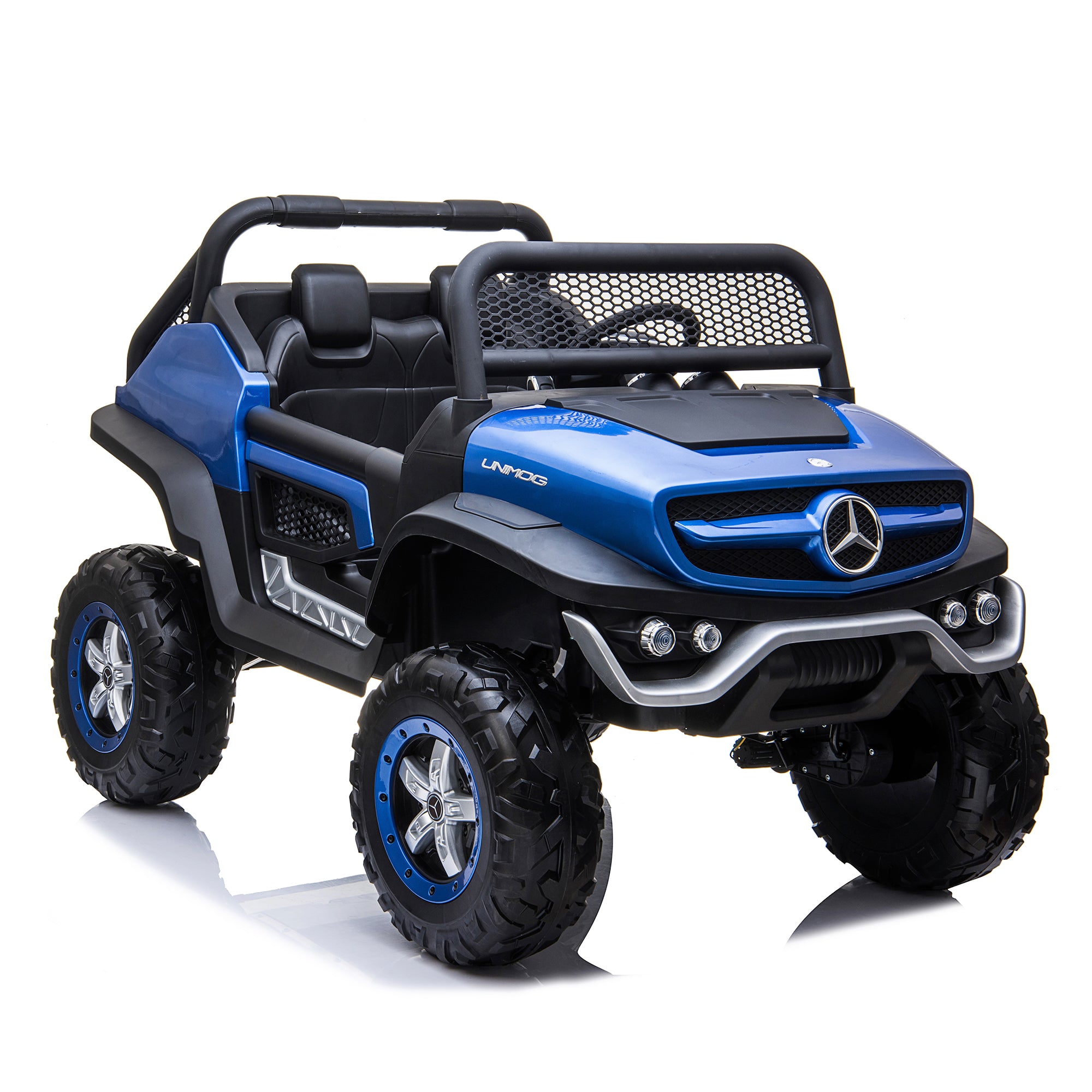 kids mercedes unimog licensed electric ride on car blue benz utv atv buggy 12v 4wd