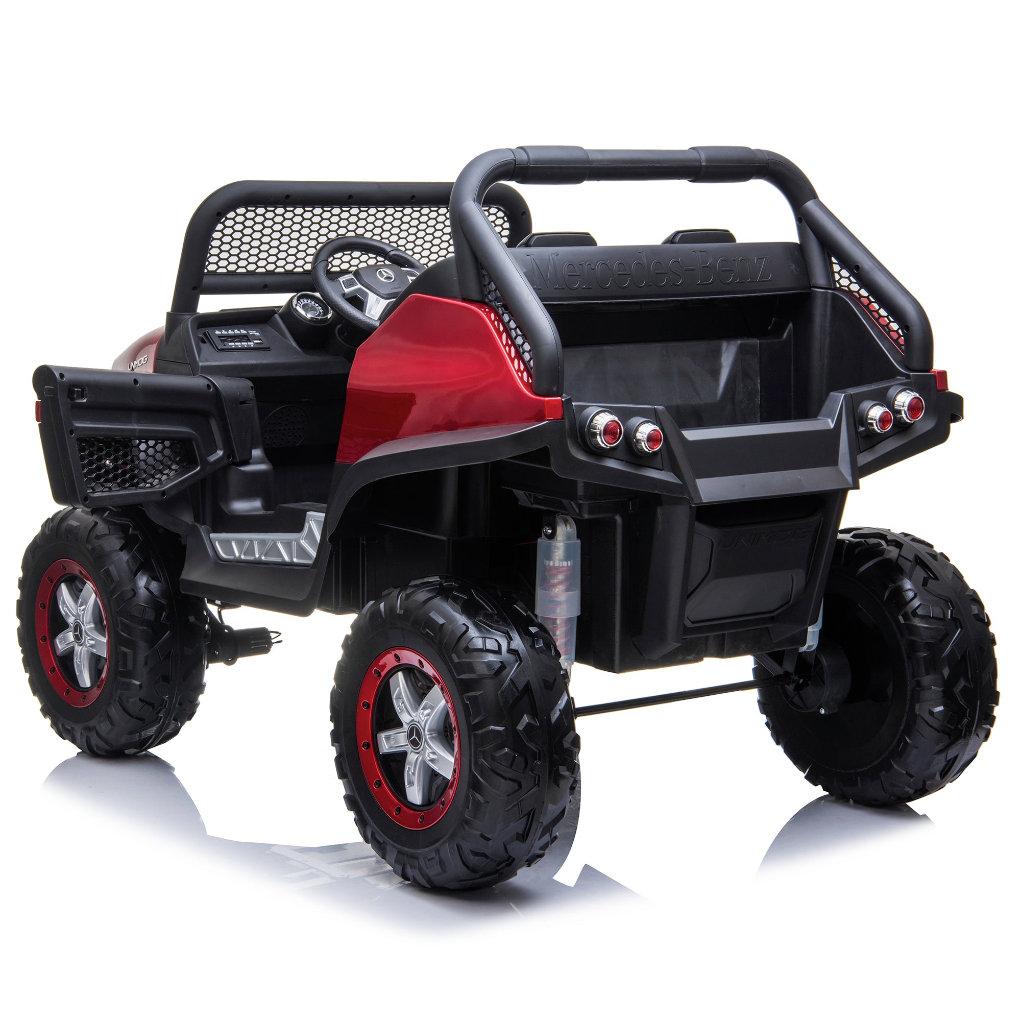 kids mercedes unimog licensed electric ride on car red 10 benz utv atv buggy 12v 4wd