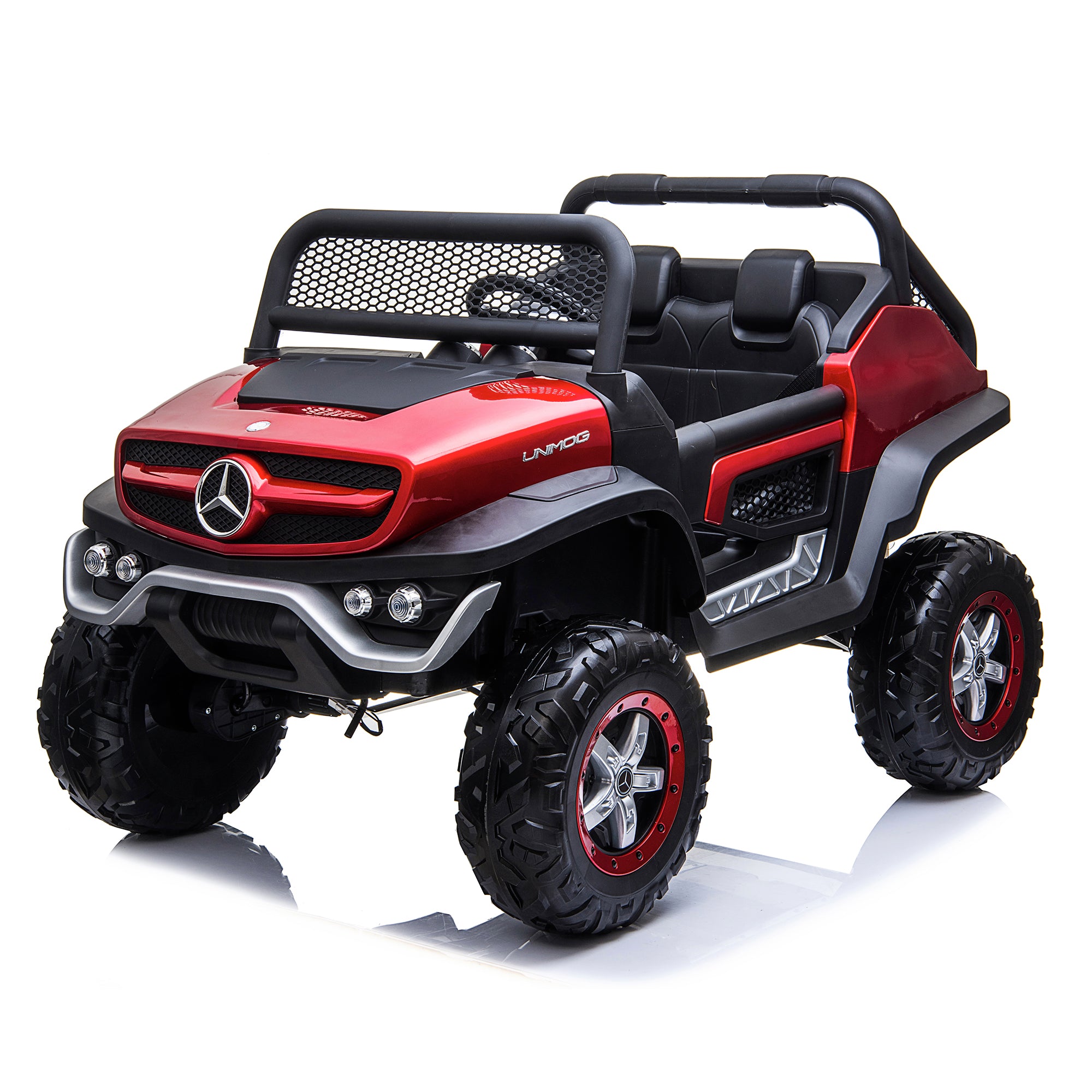 kids mercedes unimog licensed electric ride on car red benz utv atv buggy 12v 4wd