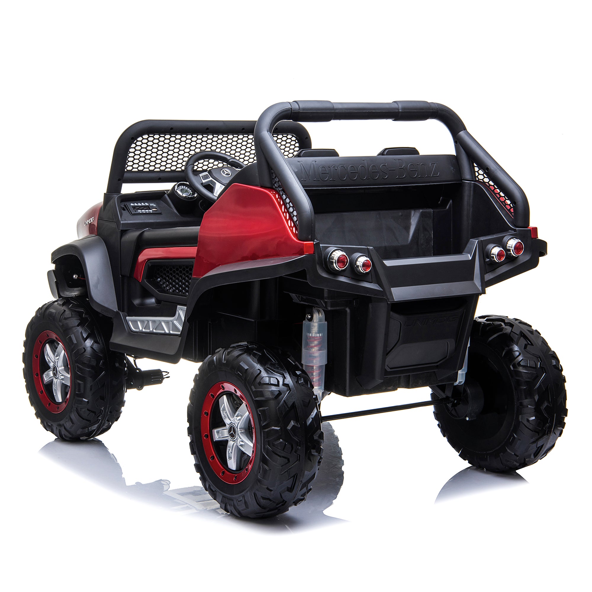 kids mercedes unimog licensed electric ride on car red benz utv atv buggy 12v 4wd