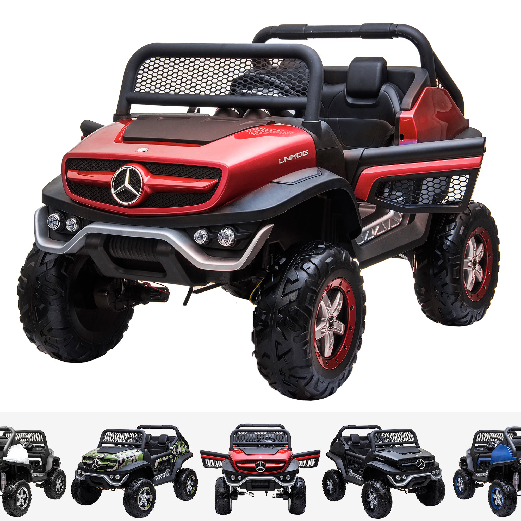 kids mercedes unimog licensed electric ride on car red Paint Red benz utv atv buggy 12v 4wd