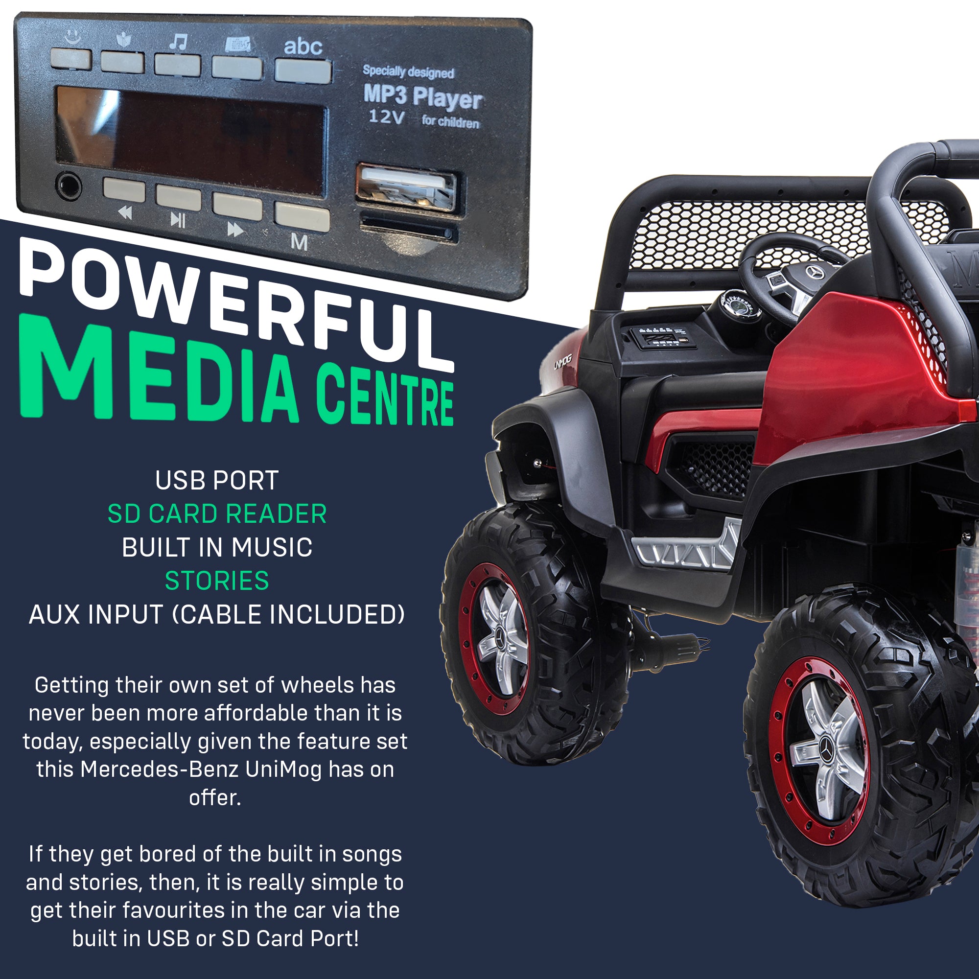 kids mercedes unimog licensed electric ride on car wheels five benz utv atv buggy 12v 4wd