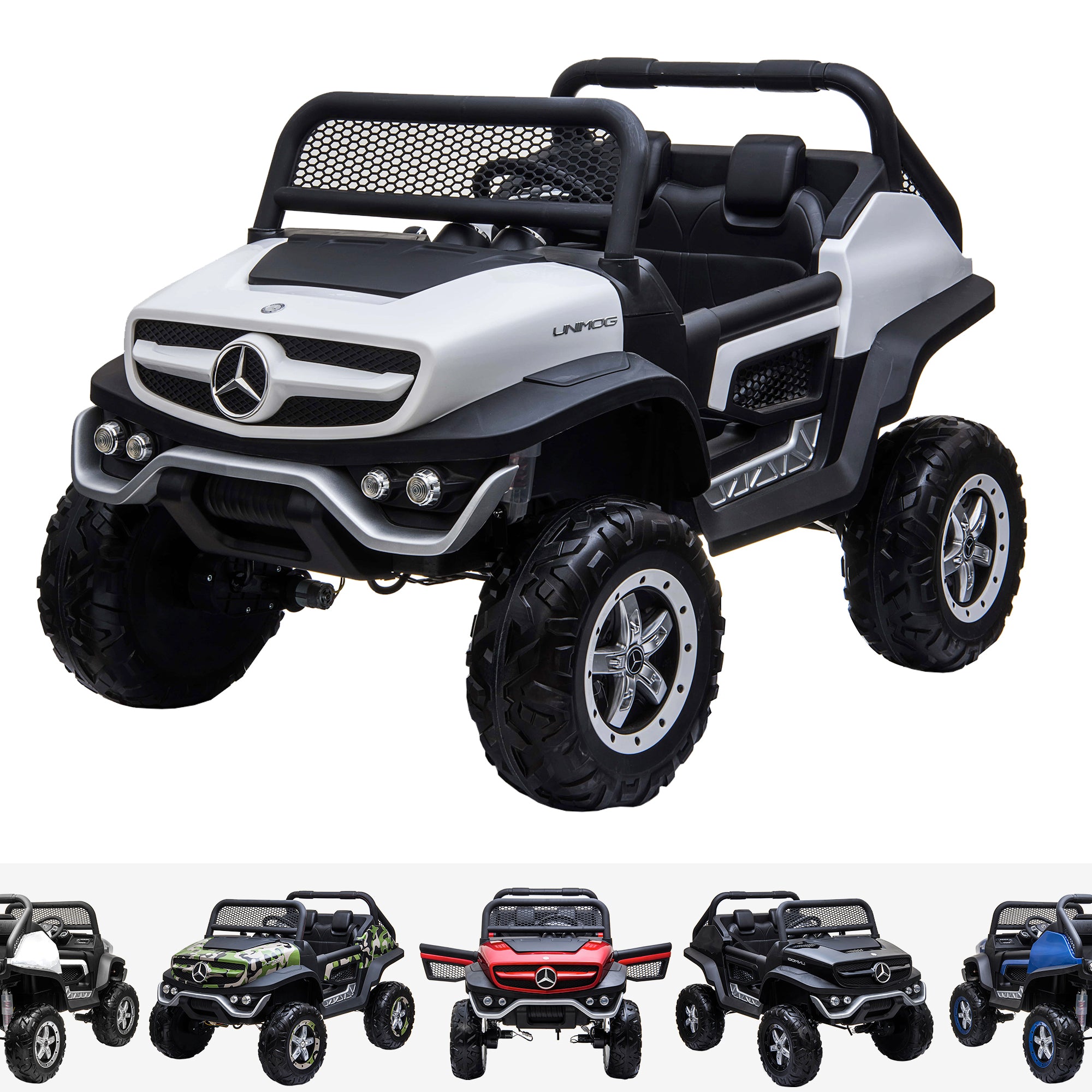 kids mercedes unimog licensed electric ride on car white White benz utv atv buggy 12v 4wd