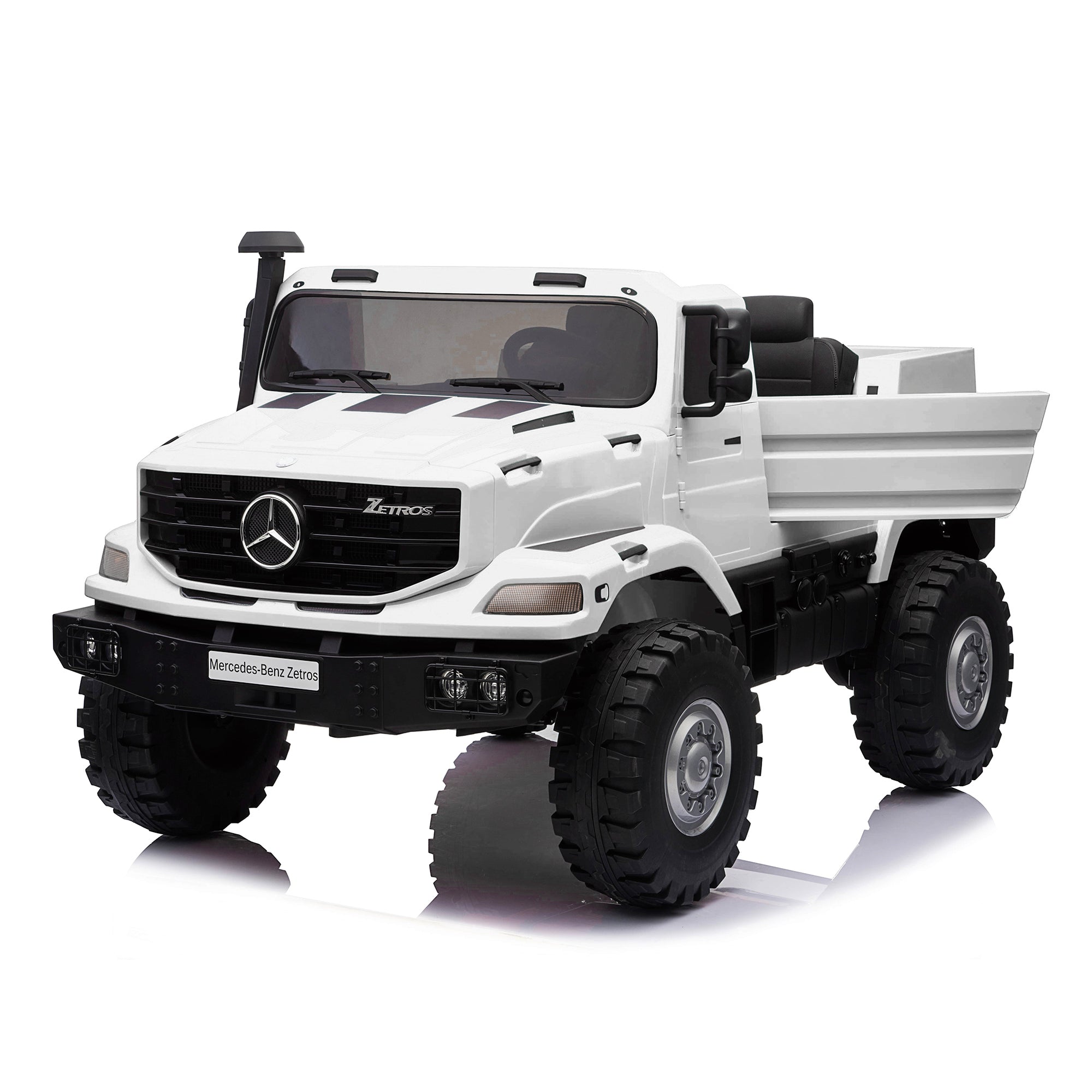 kids mercedes zetros licensed electric ride on car truck white 8 4wd 2 seater