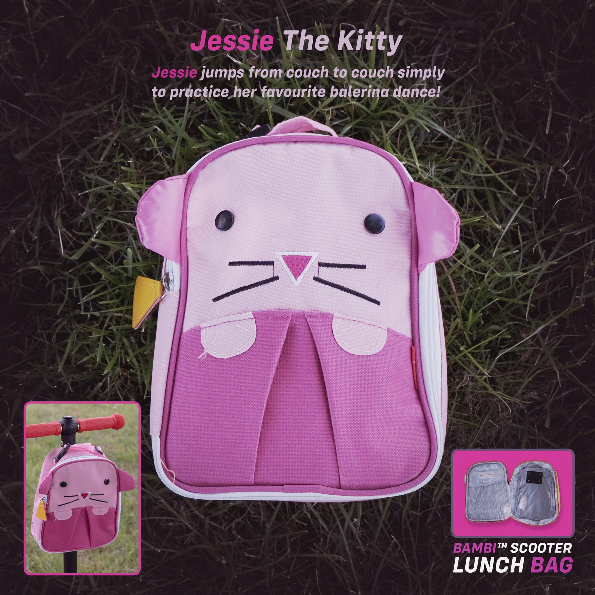 kids push scooter accessories jessie the kitty lunch bag accessory