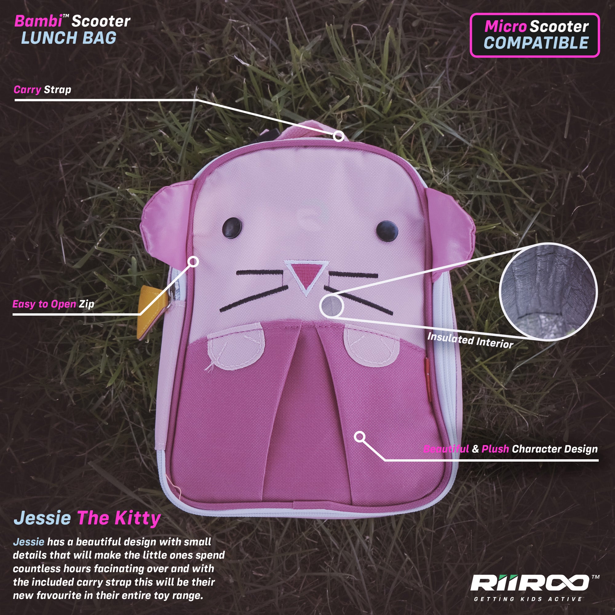 kids push scooter accessories jessie the kitty lunch bag accessory