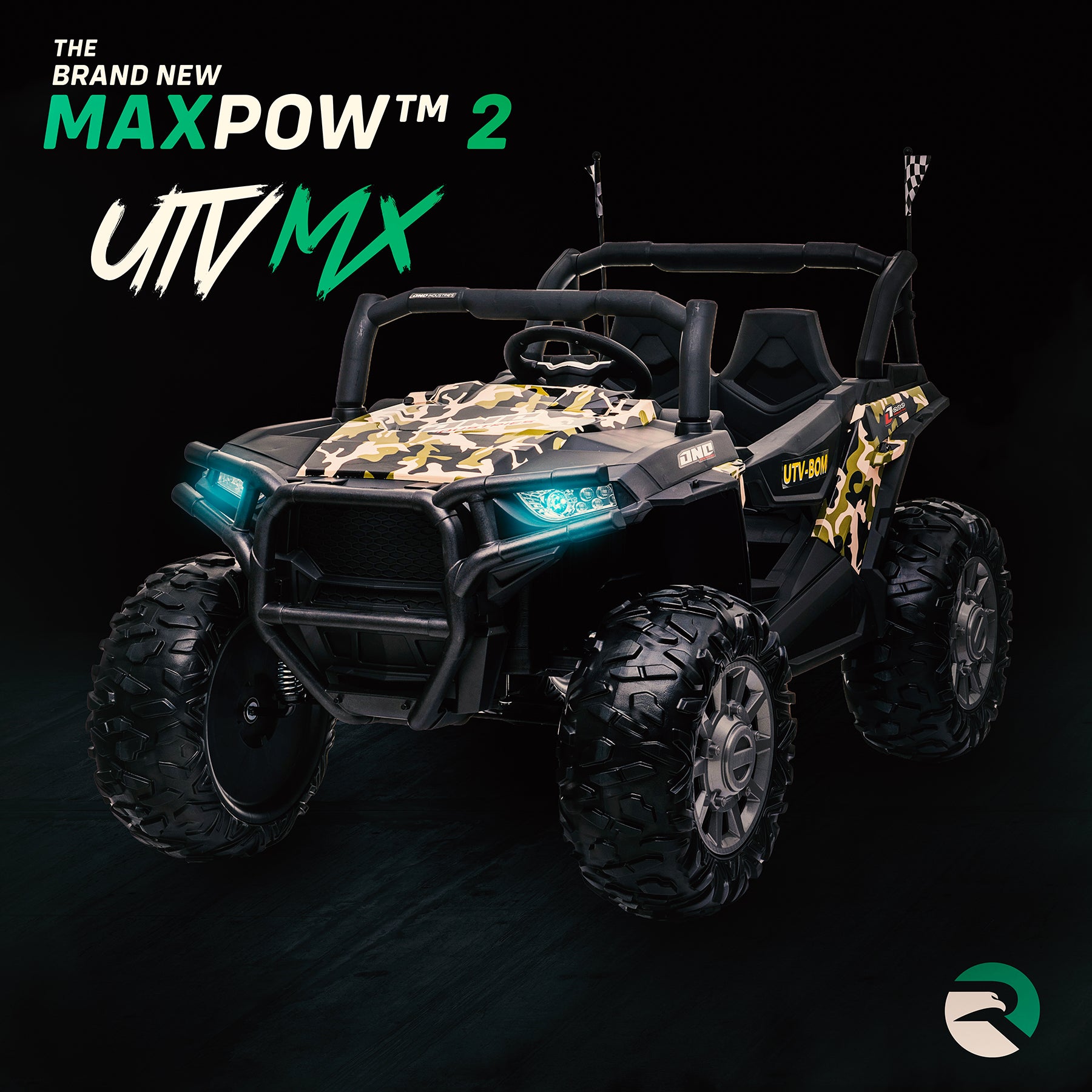 kids utv mx electric ride on car utv quad with parental remote control camo hero opt riiroo maxpow 2s buggy 2wd