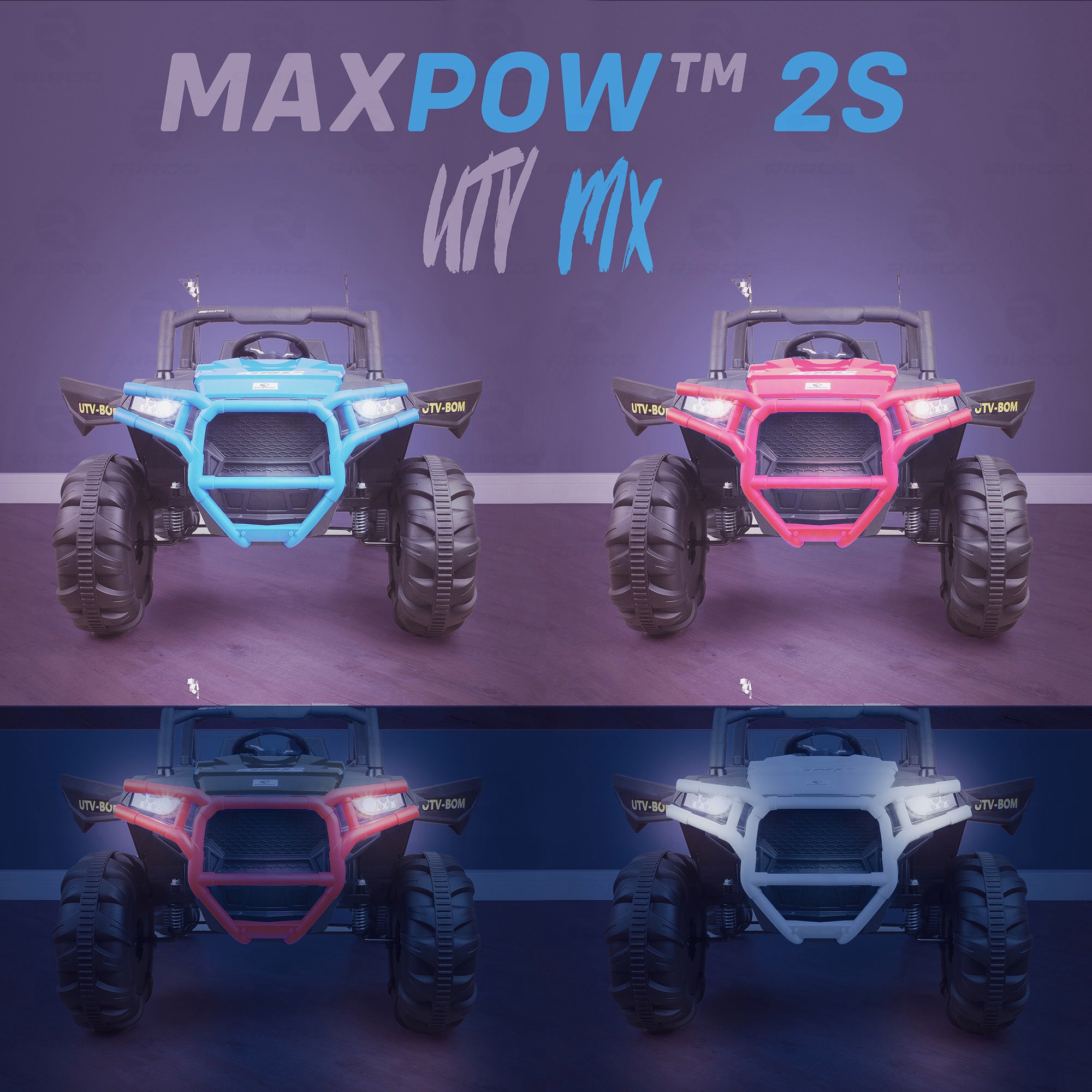 kids utv mx electric ride on utv car quad with parental remote night light riiroo maxpow 2s buggy 2wd