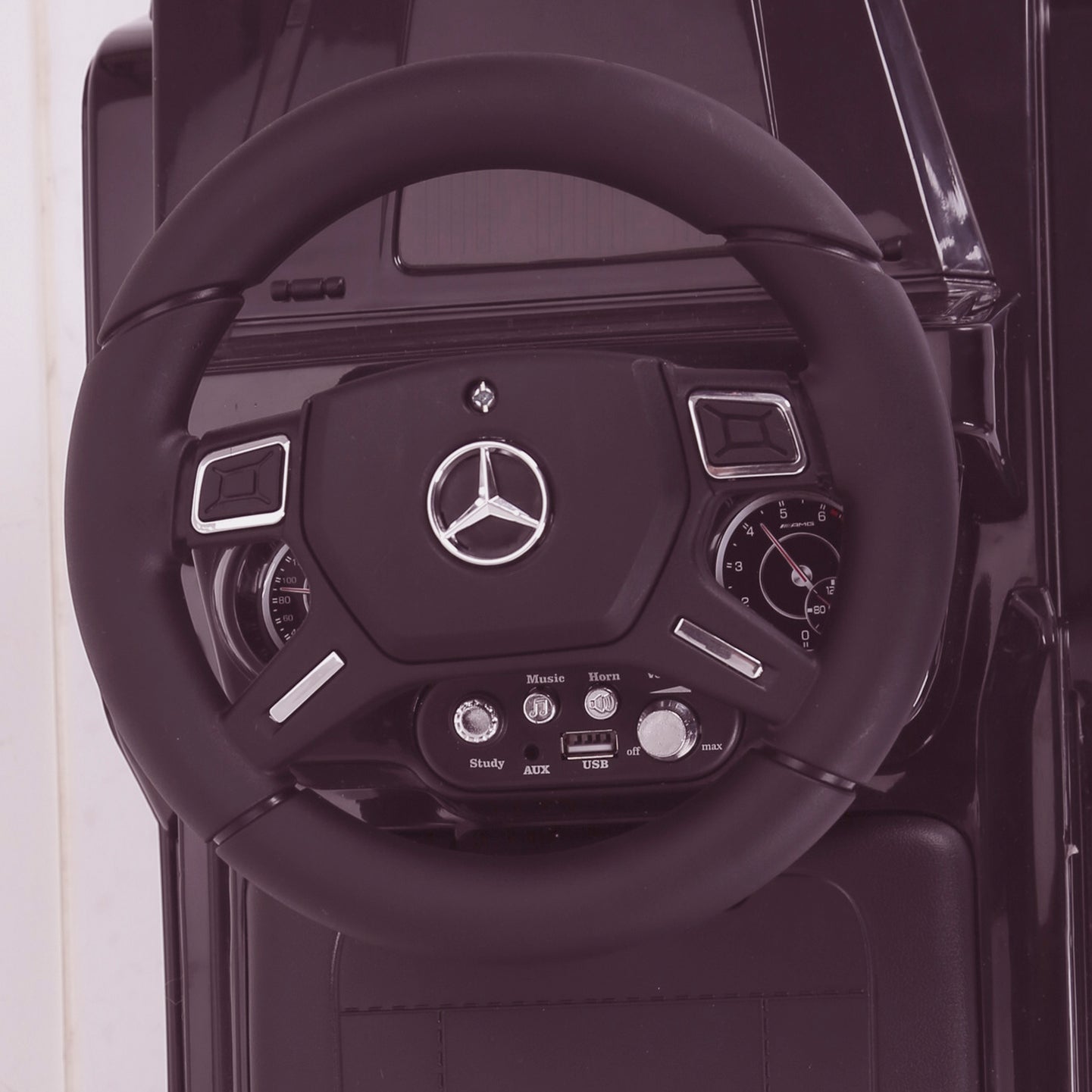 kidspush along mercedes g63 amg with seat storage media centre ride on car 2 steering black kids push box and