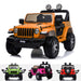 licensed kids 12v jeep wrangler rubicon ride on car jeep with parental remote control orange Painted Orange 2wd
