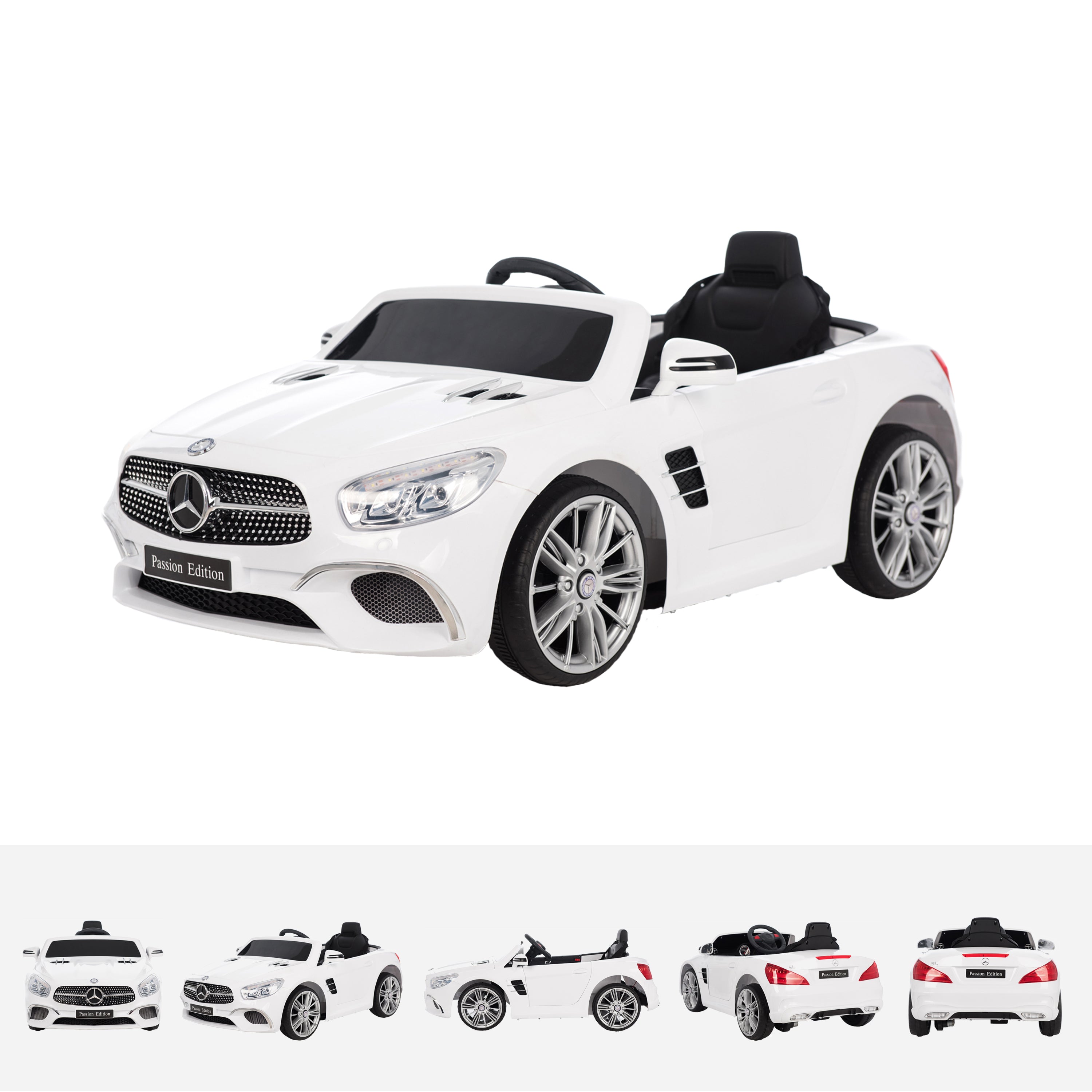mercedes sl400 white trois quarts White licensed mercedes sl400 electric ride on car battery powered with remote music