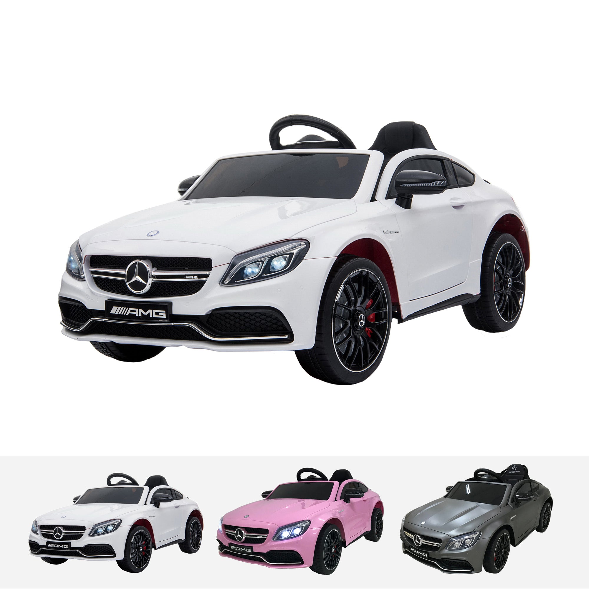 qy1588 mercedes c63 white White riiroo licensed mercedes c63 amg 12v electric battery ride on car remote music