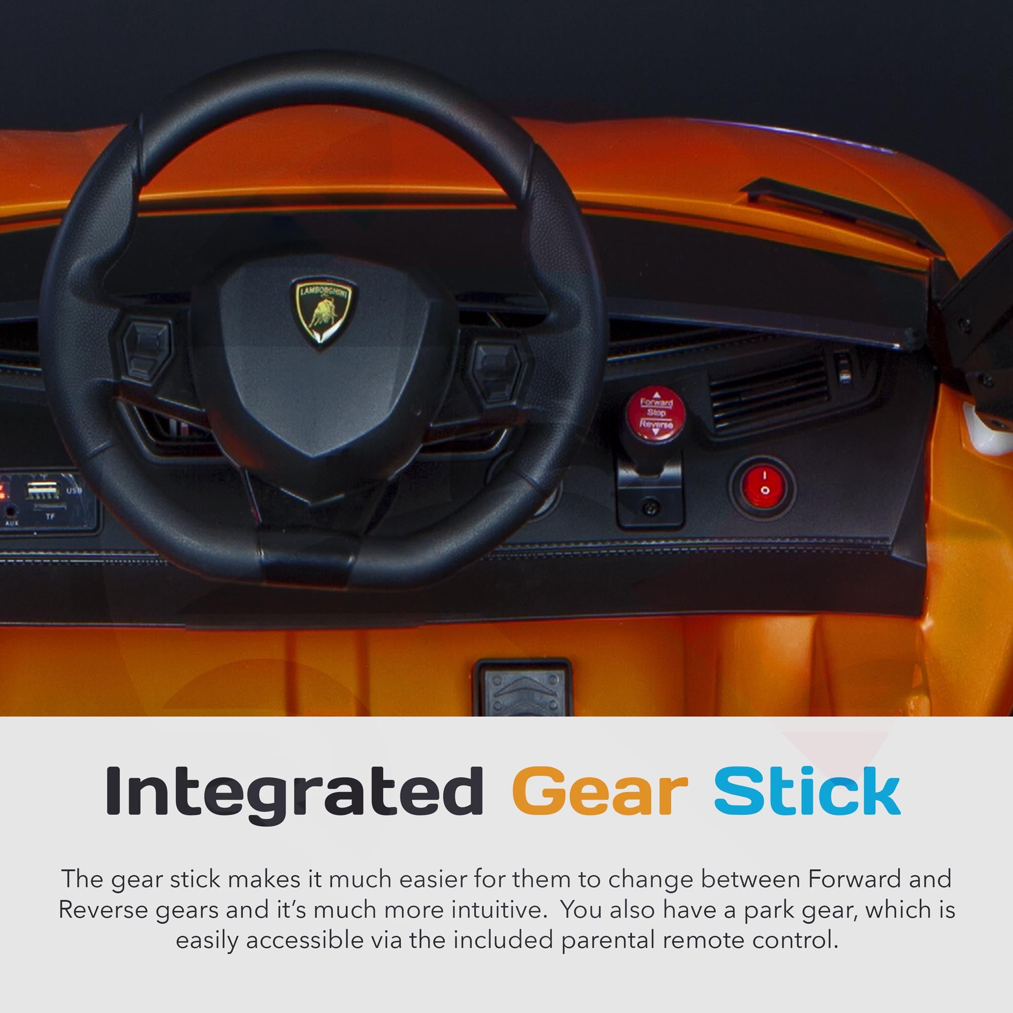 riiroo kids 12v lamborghini aventador sv ride on car integrated gearstick for shifting electric car leather seat soft eva tyres