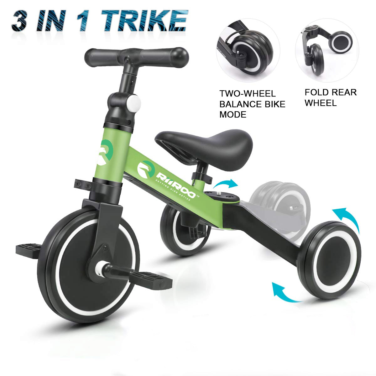 riiroo two in one trike balance bike 3 1 kids tricycles wheel toddler adjustable seat