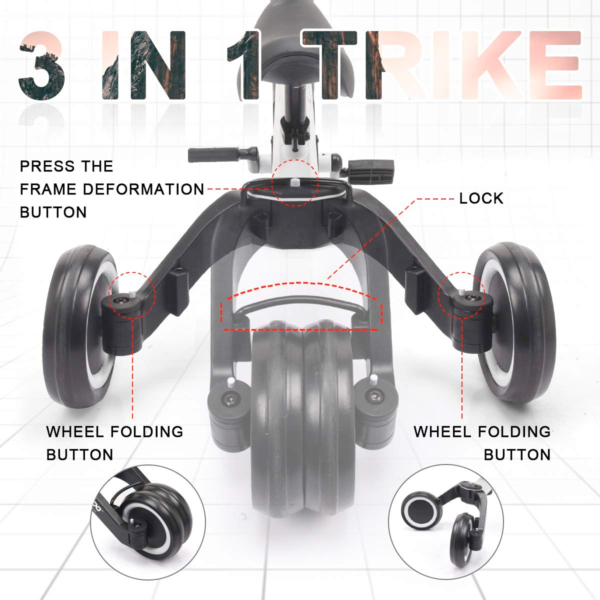 riiroo two in one trike balance bike 3 1 kids tricycles wheel toddler adjustable seat