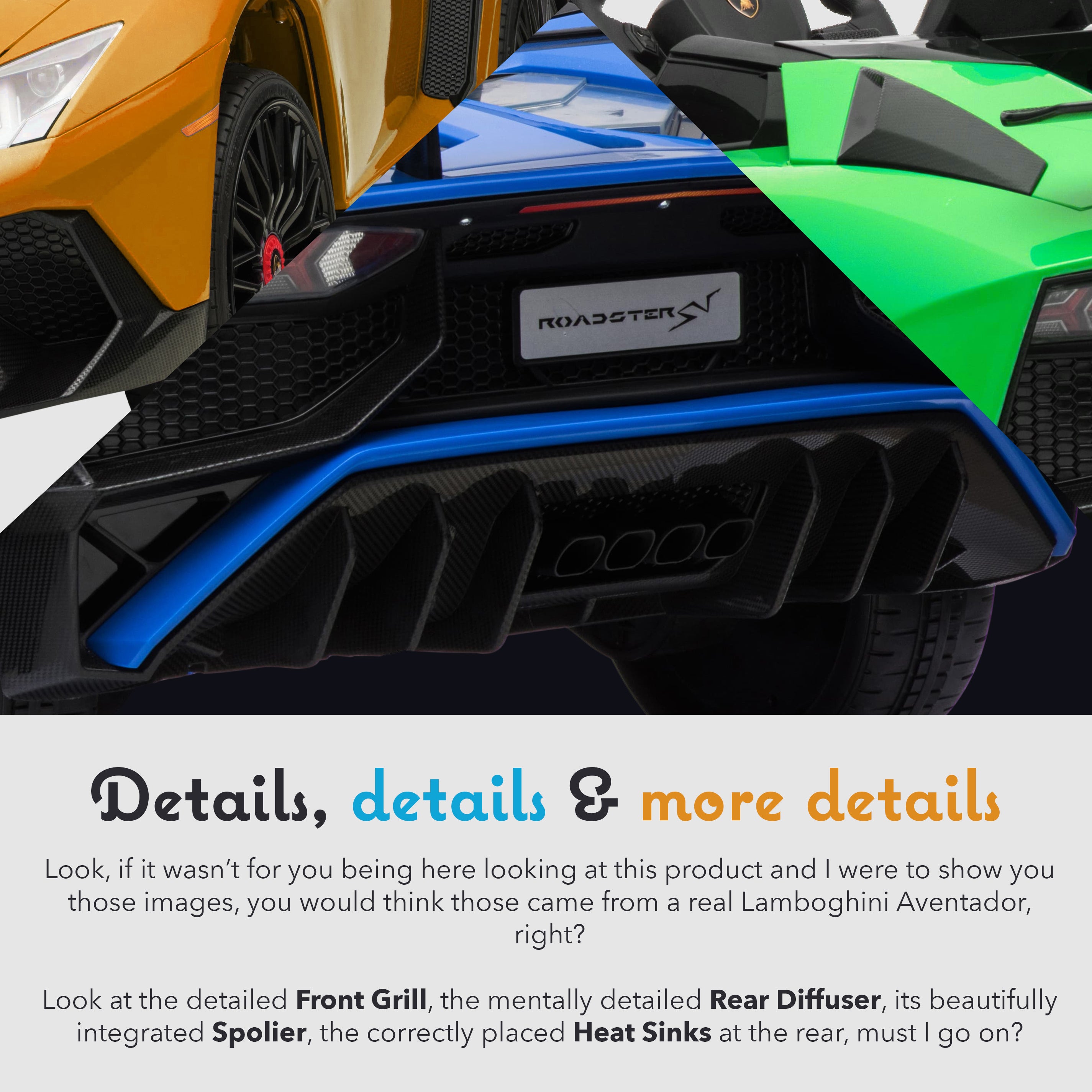 spoiler etc lamborghini aventador 12v kids electric ride on car leather seat soft eva tyres