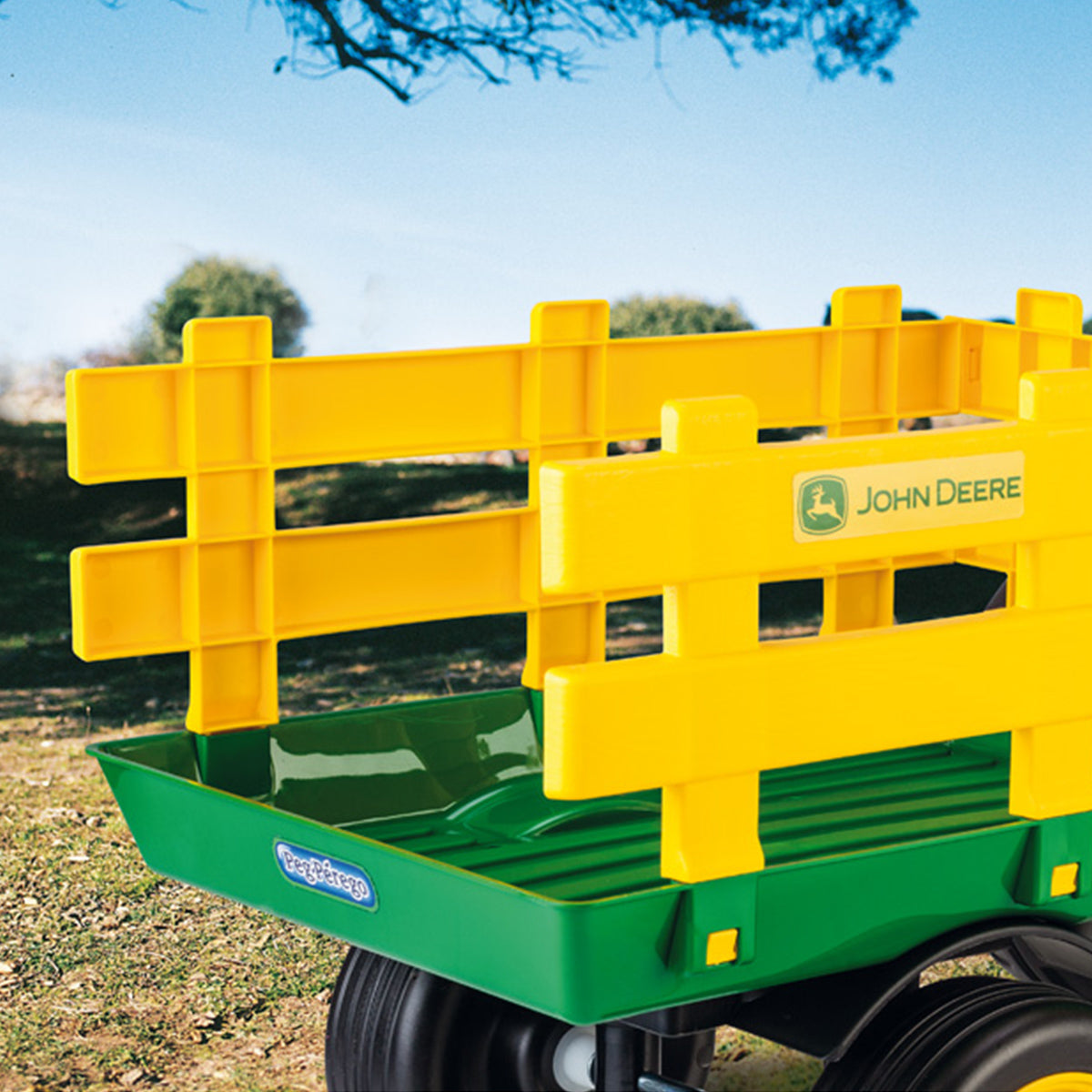 Peg Perego John Deere Stake-Side Trailer - Green & Yellow