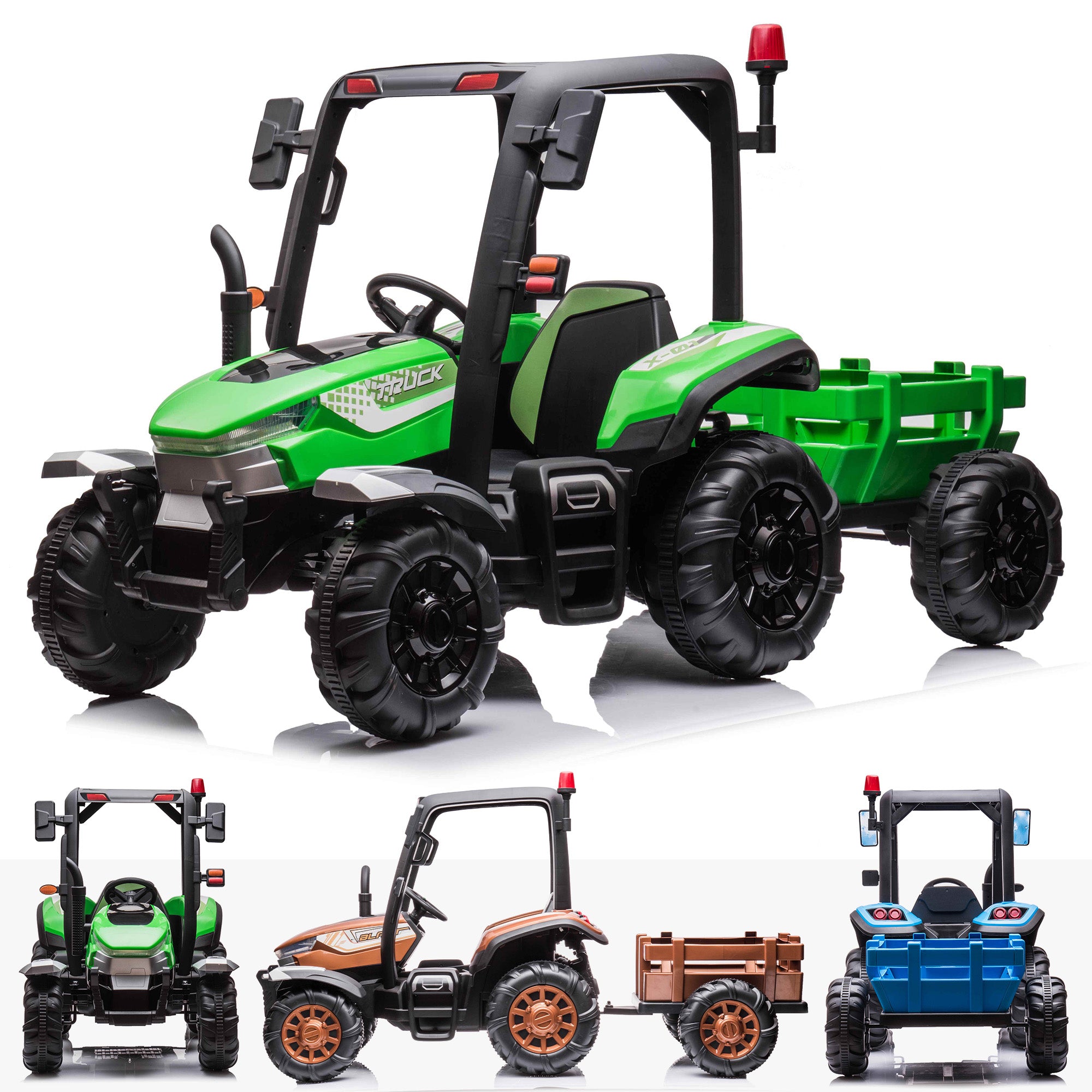 24V RiiRoo Kids Battery Electric Tractor With Trailer