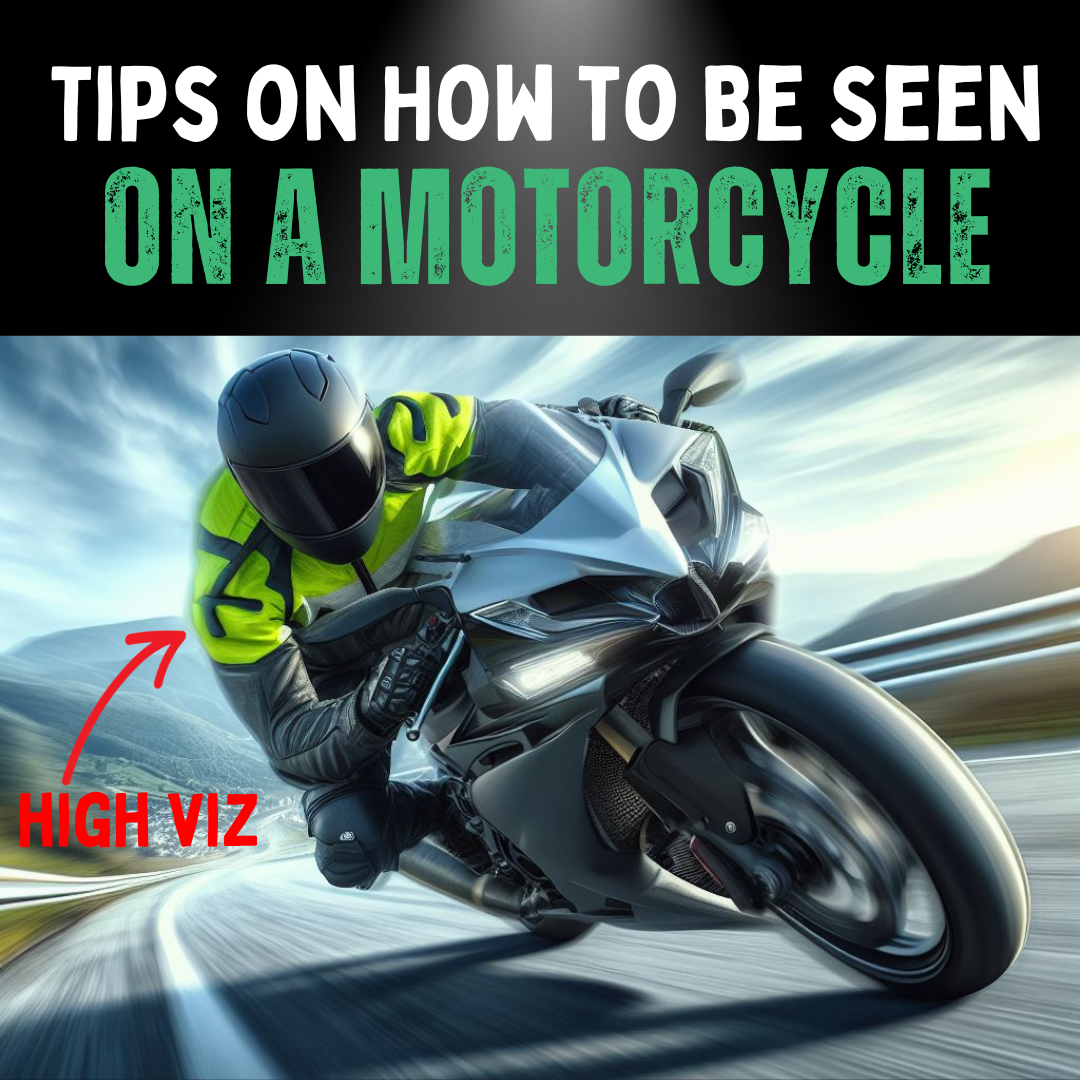 a motorbike rider with a high viz jacket on