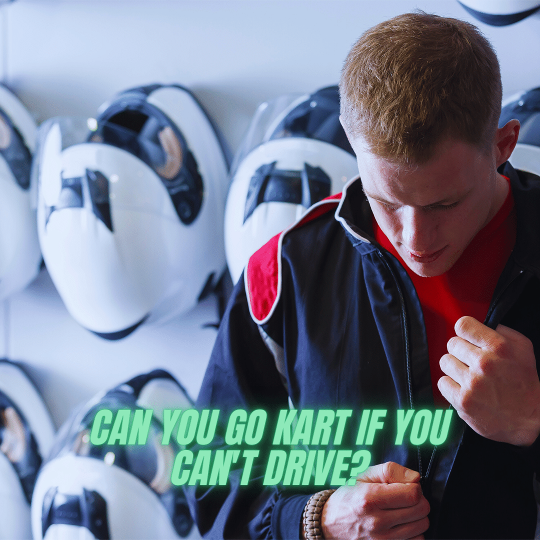 a young man fitting his overalls before a karting race