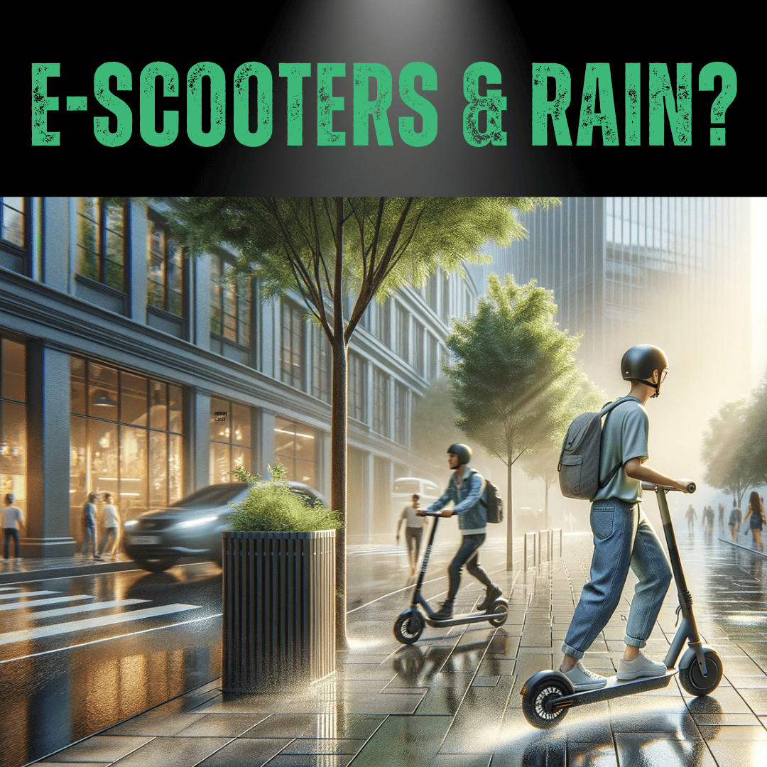 2 Young Men on E-scooters in The Rain