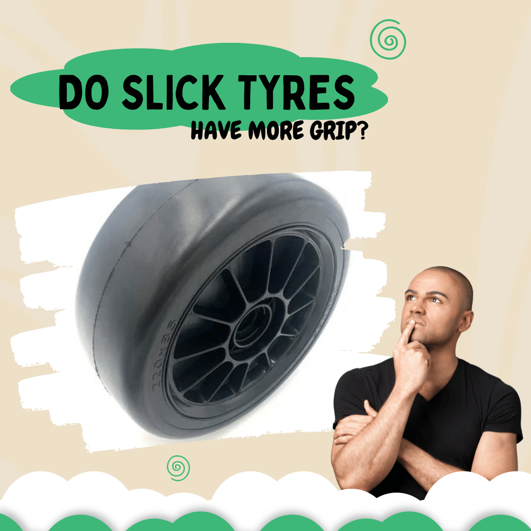 A mixed race man looking at a racing slick tyre