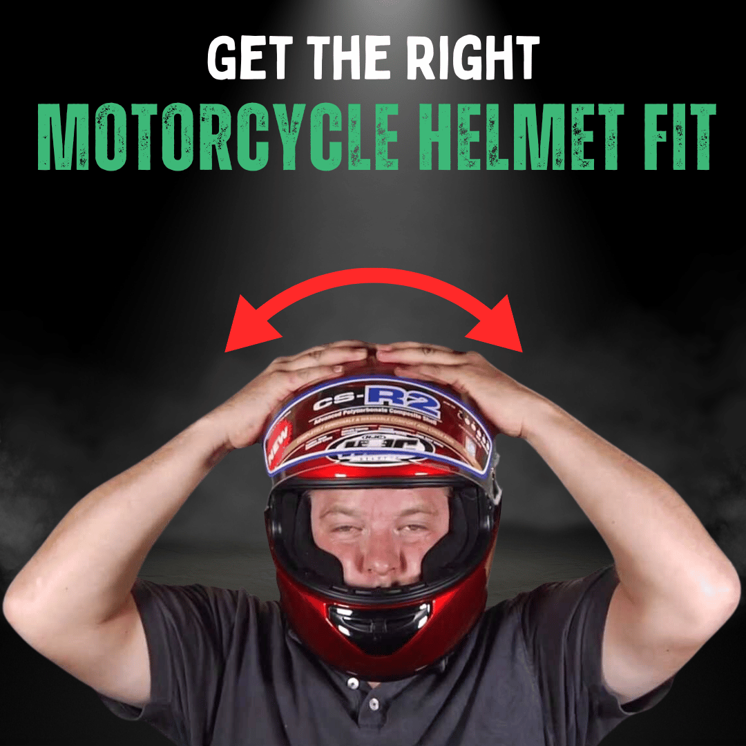 A man holding his motorcycle helmet on his head