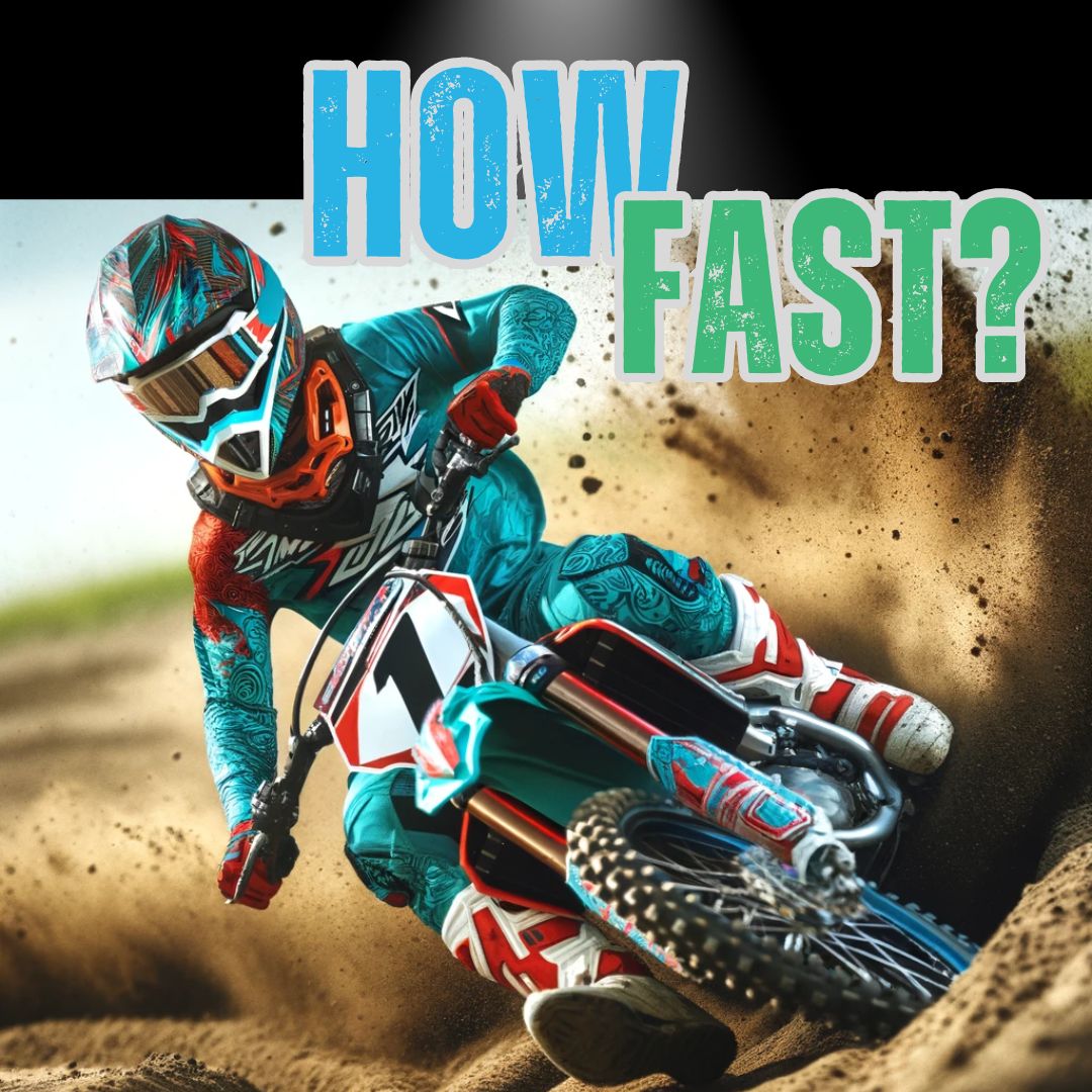 A professional motocross rider in action on a dirt track. The rider is dressed in full gear, including a helmet, gloves, and a brightly colored racing suit in shades of turquoise and red