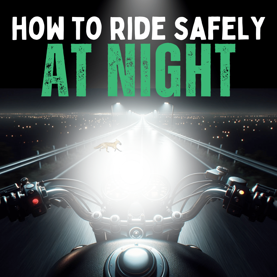 An image of a motorcycle riding at night