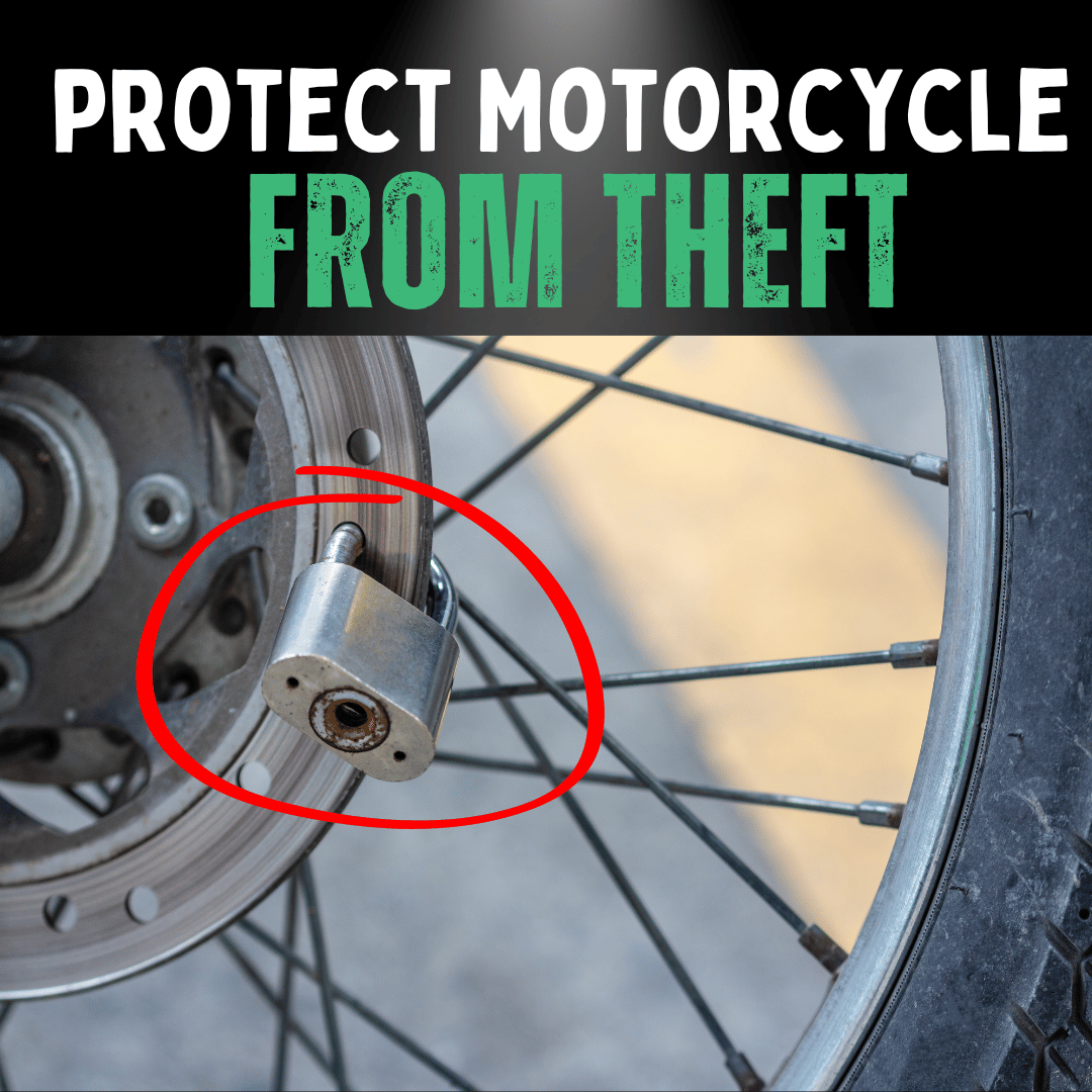An image of a motorcycle wheel disk and corresponding lock