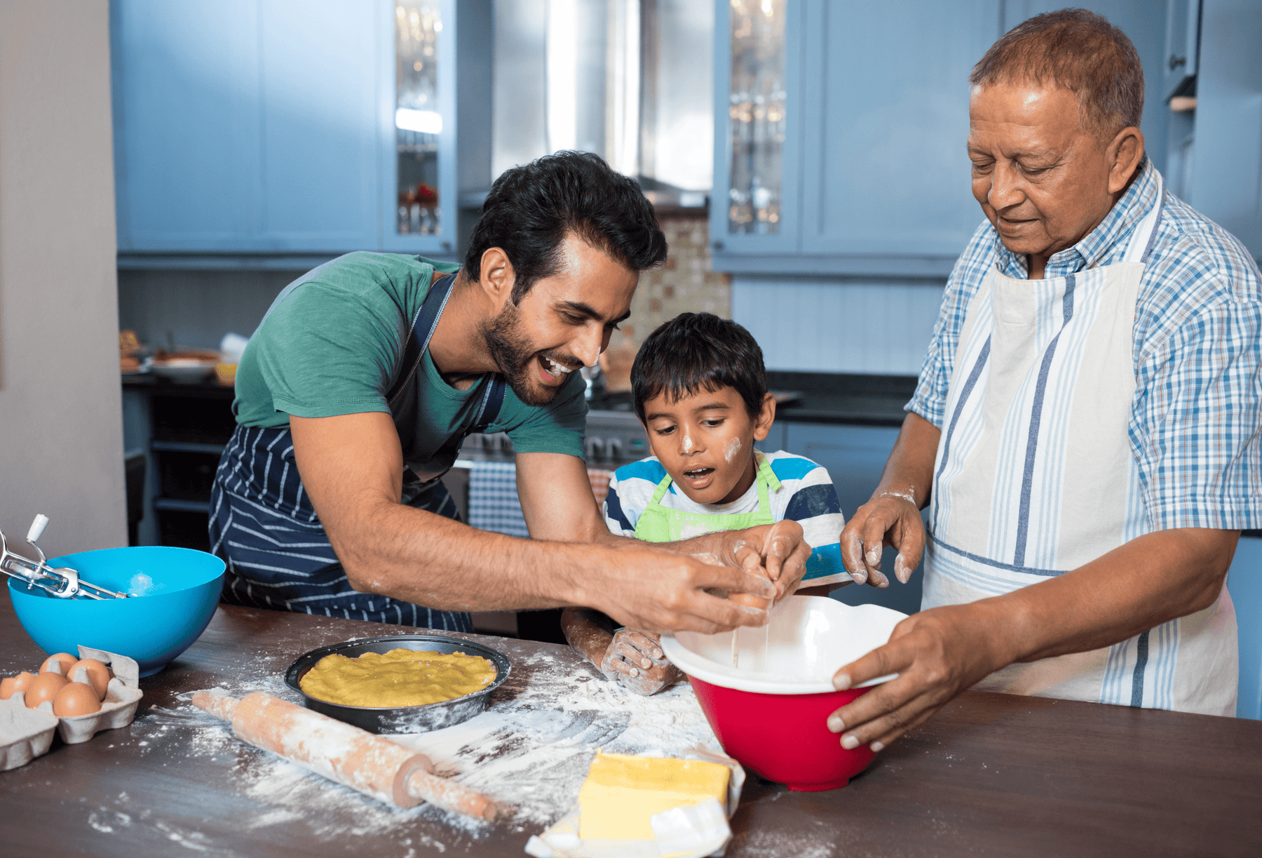 Indian family cooking and reducing their sugar in food