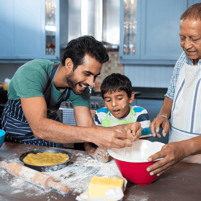 Indian family cooking and reducing their sugar in food