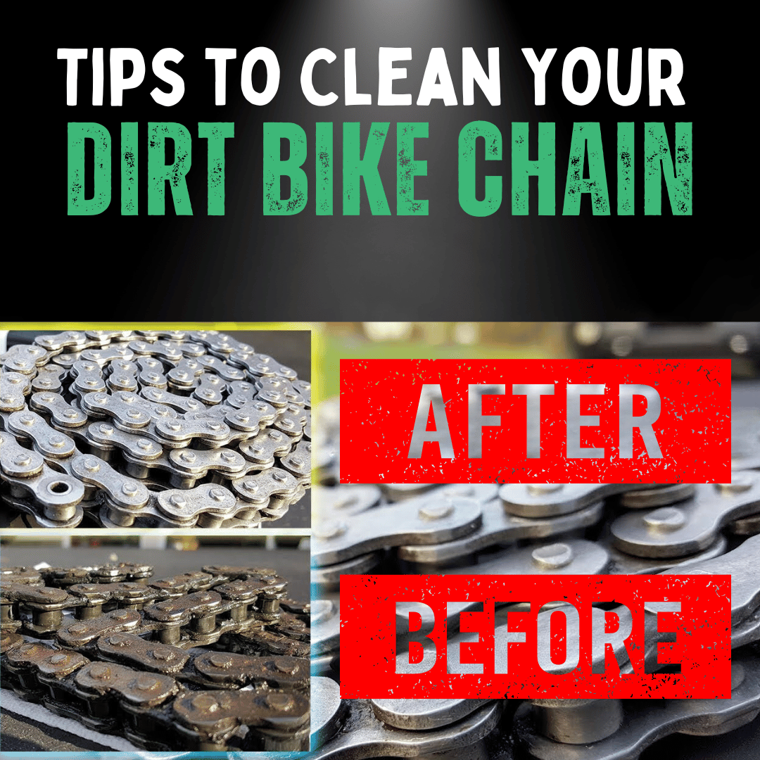 A before and after image of a dirty and clean chain