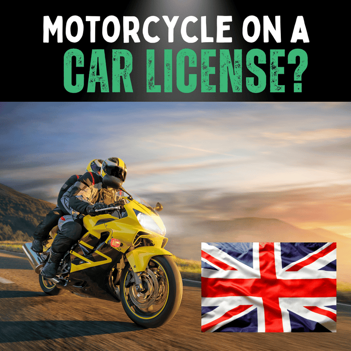 a yellow motorbike with a union jack image to the right