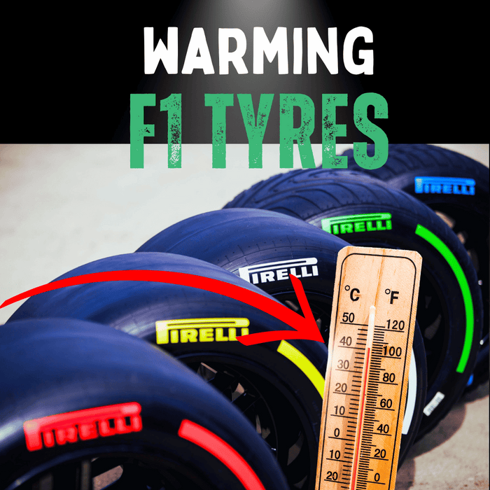 A row of pirelli tyres and a thermometer