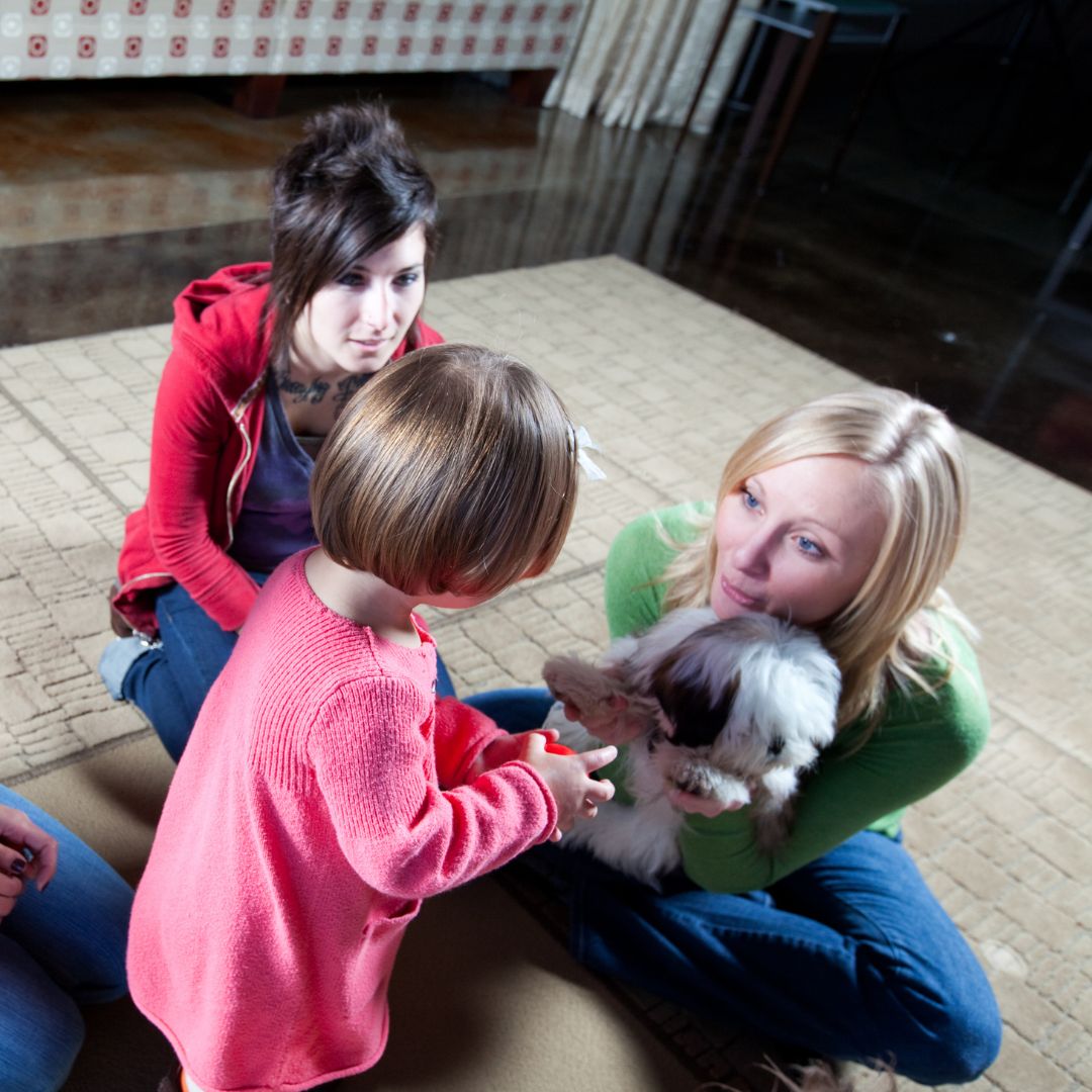 a family talking to child about mental health