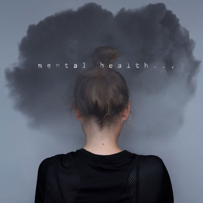 a woman head in a black cloud showing mental health