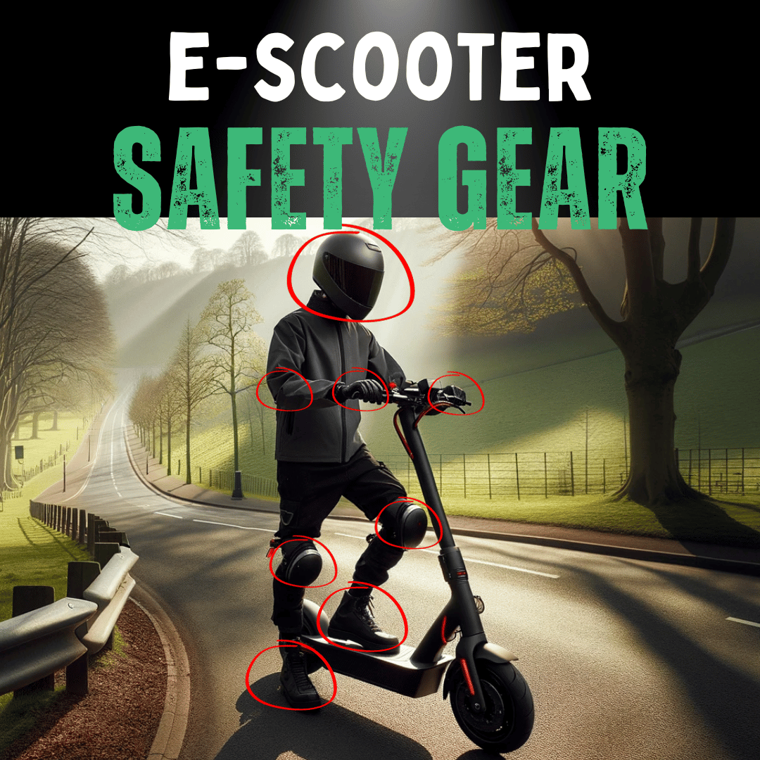 An image showing someone on an escooter displaying safety gear